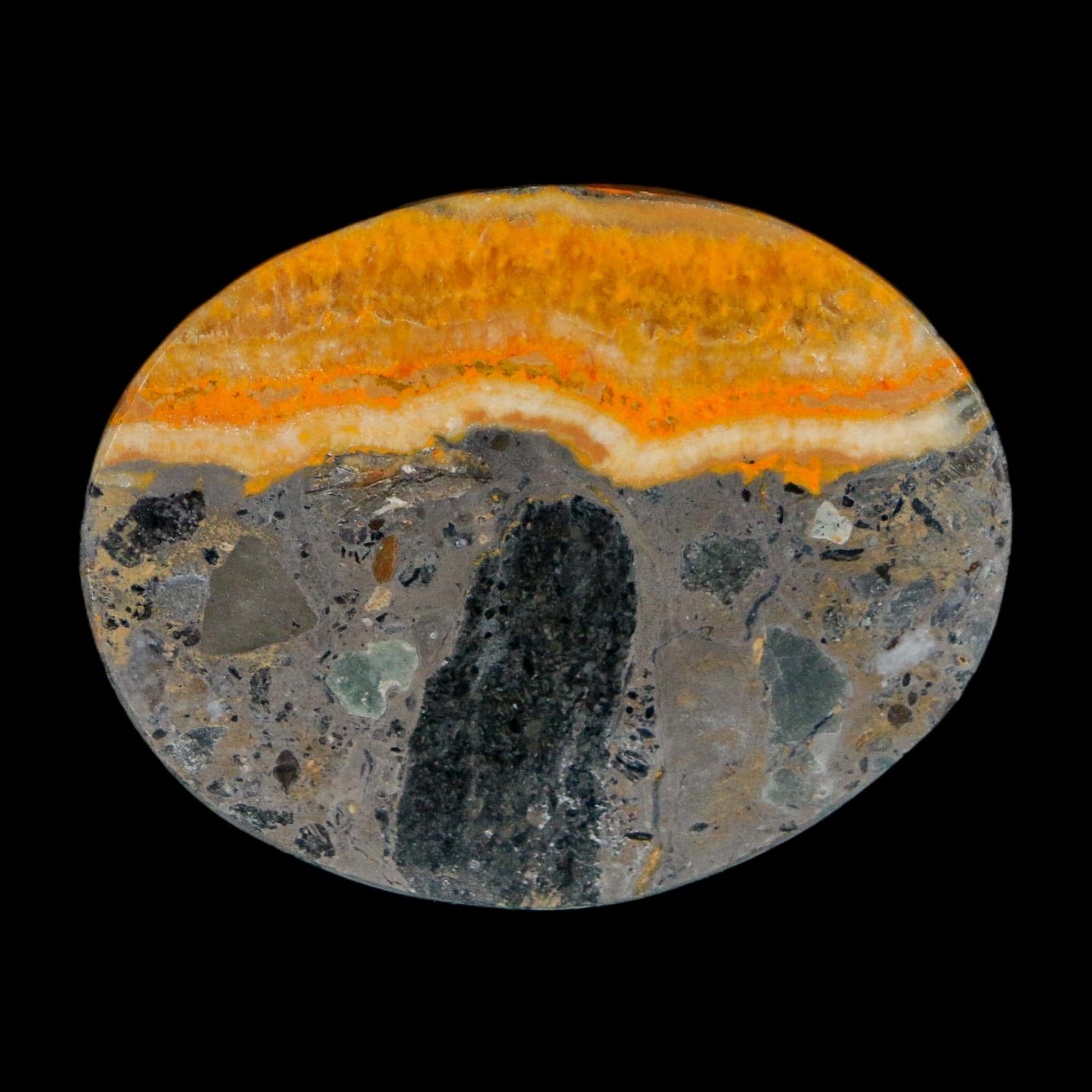 1.8" Bumblebee Jasper Natural Polished Mineral Palm Stone Java Indonesia - Fossil Age Minerals