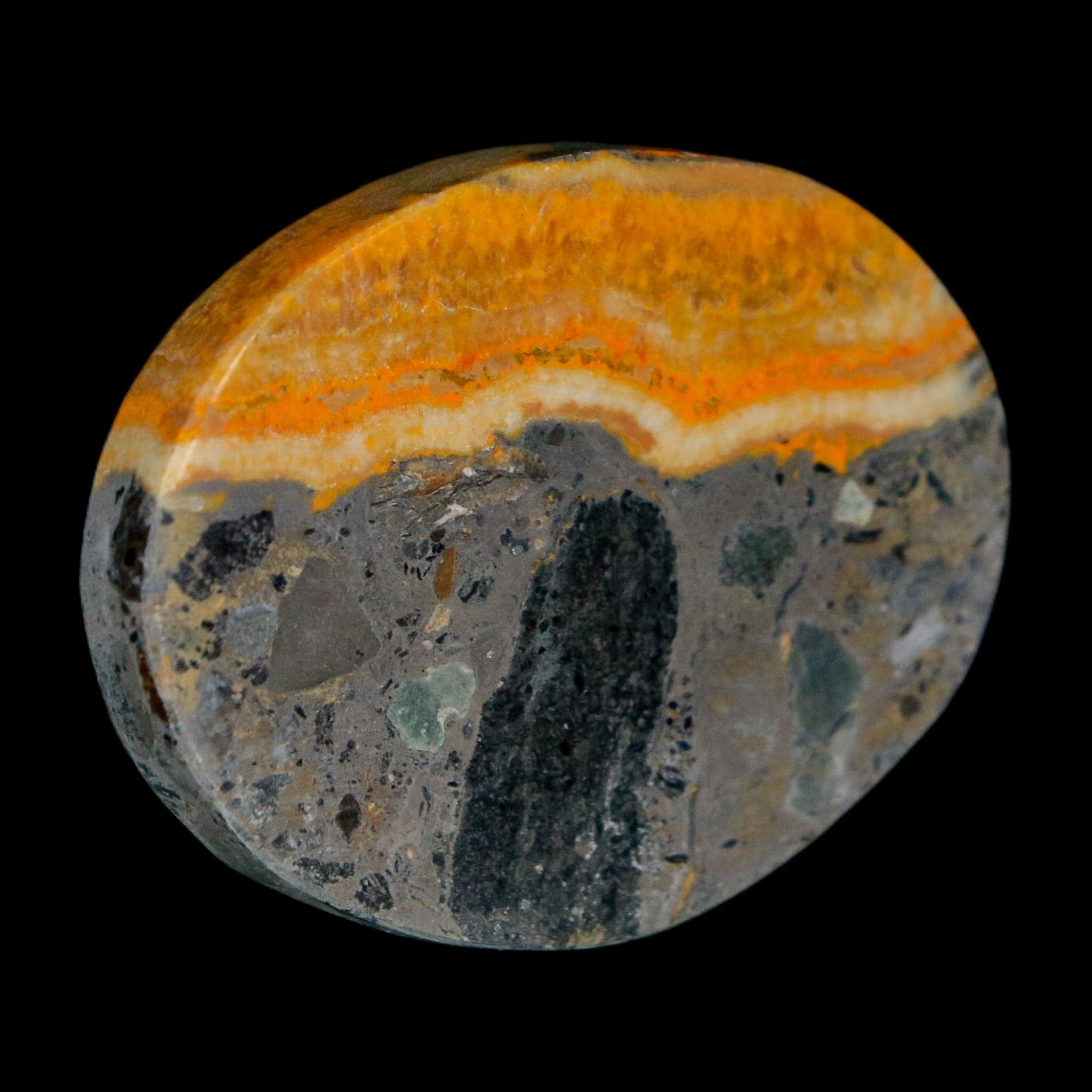 1.8" Bumblebee Jasper Natural Polished Mineral Palm Stone Java Indonesia - Fossil Age Minerals