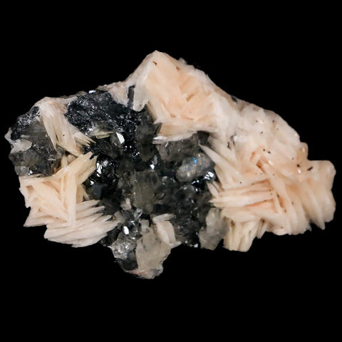 2.8" White Barite Blades, Cerussite Crystals, Galena Crystal Mineral Mabladen Morocco - Fossil Age Minerals