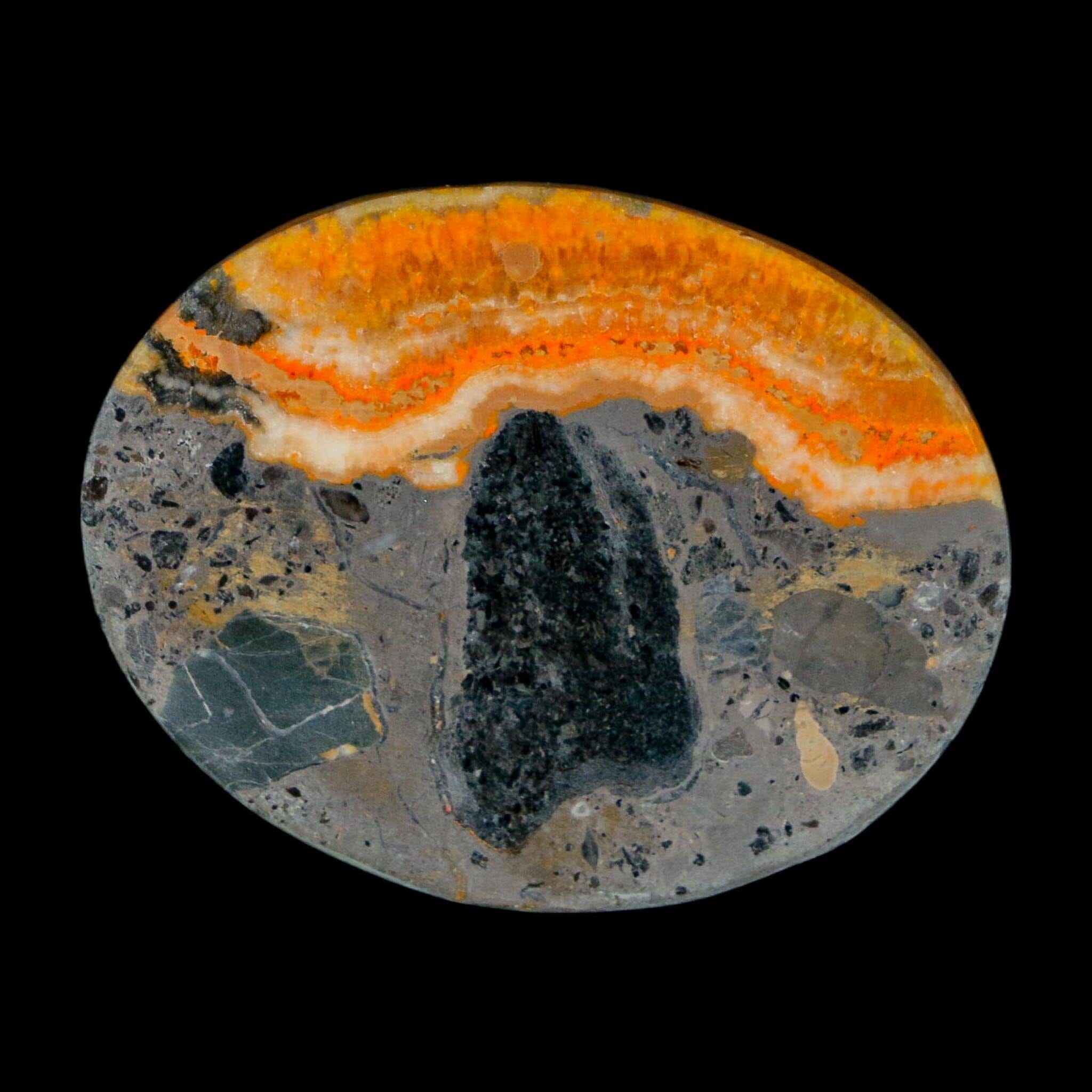 1.8" Bumblebee Jasper Natural Polished Mineral Palm Stone Java Indonesia - Fossil Age Minerals