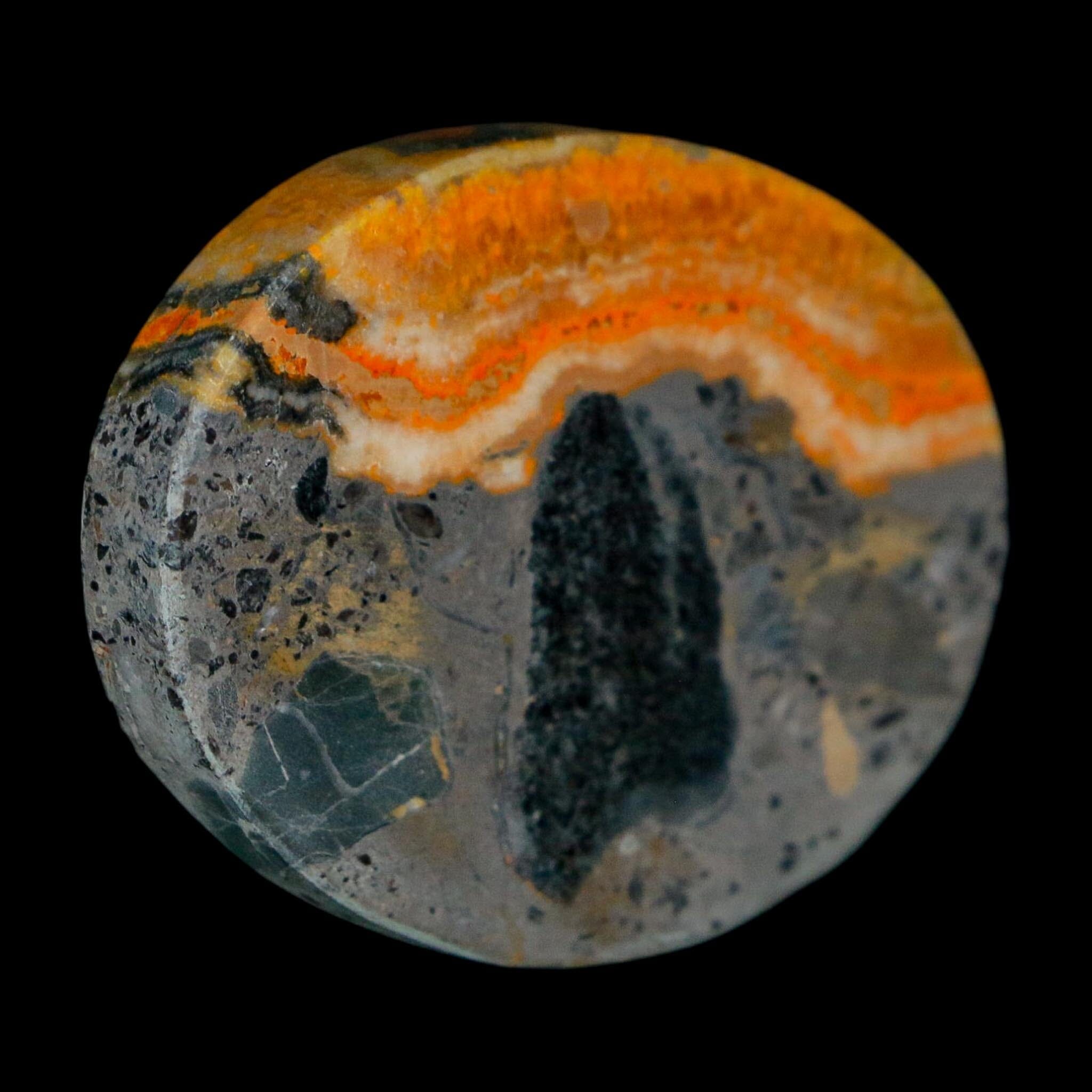 1.8" Bumblebee Jasper Natural Polished Mineral Palm Stone Java Indonesia - Fossil Age Minerals