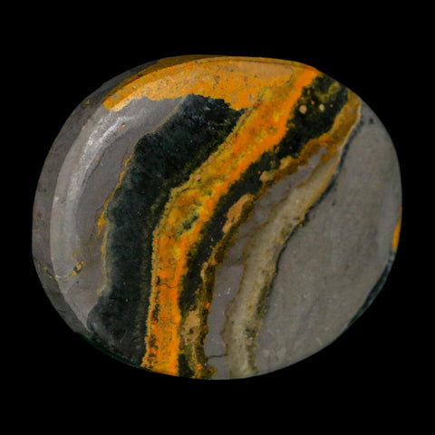 1.8" Bumblebee Jasper Natural Polished Mineral Palm Stone Java Indonesia