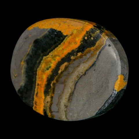 1.8" Bumblebee Jasper Natural Polished Mineral Palm Stone Java Indonesia