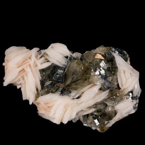 2.2" White Barite Blades, Cerussite Crystals, Galena Crystal Mineral Mabladen Morocco - Fossil Age Minerals
