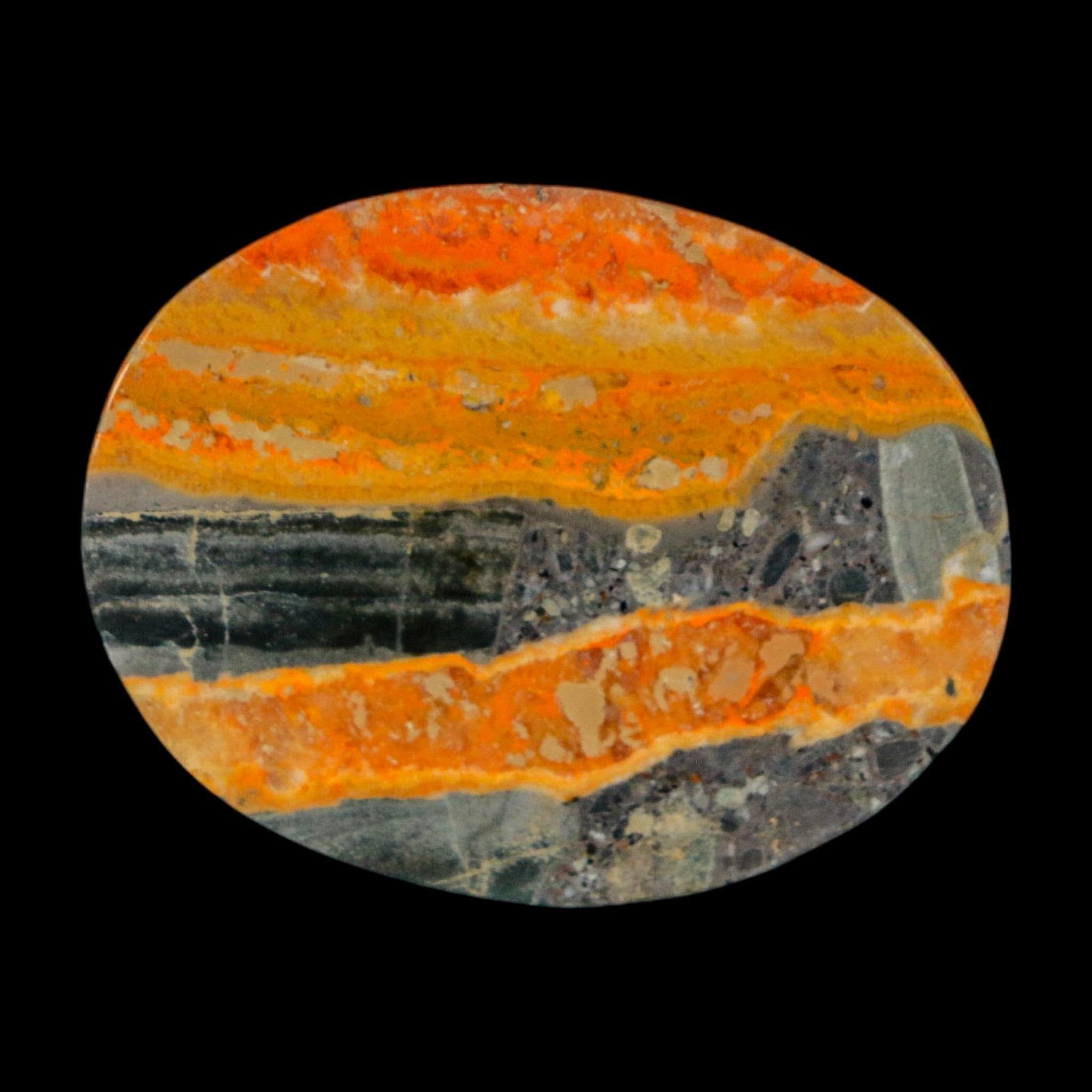 1.8" Bumblebee Jasper Natural Polished Mineral Palm Stone Java Indonesia - Fossil Age Minerals