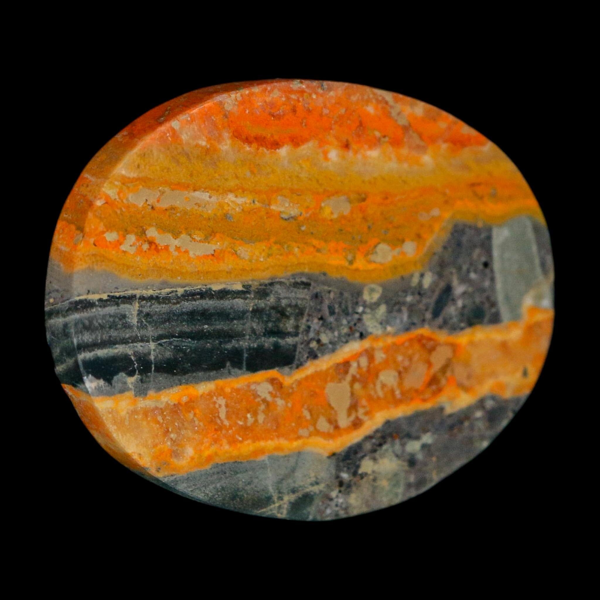 1.8" Bumblebee Jasper Natural Polished Mineral Palm Stone Java Indonesia - Fossil Age Minerals
