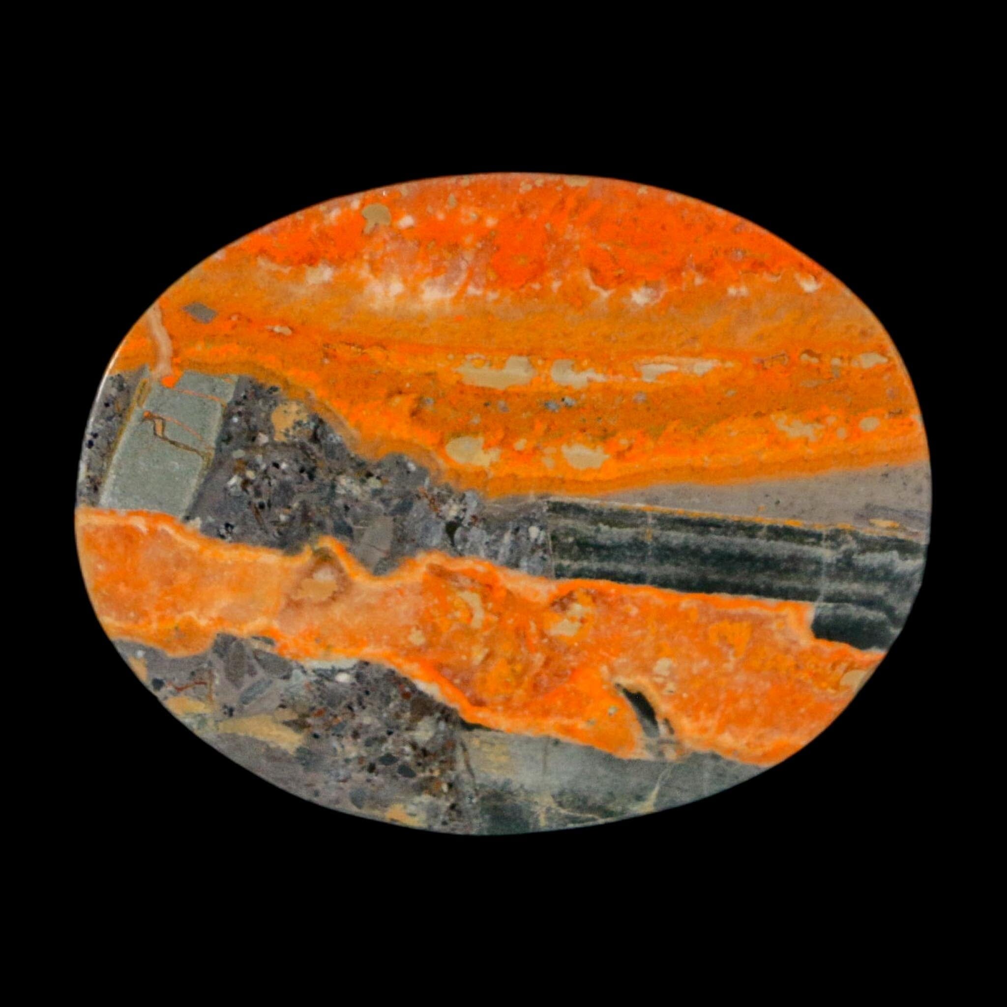 1.8" Bumblebee Jasper Natural Polished Mineral Palm Stone Java Indonesia - Fossil Age Minerals