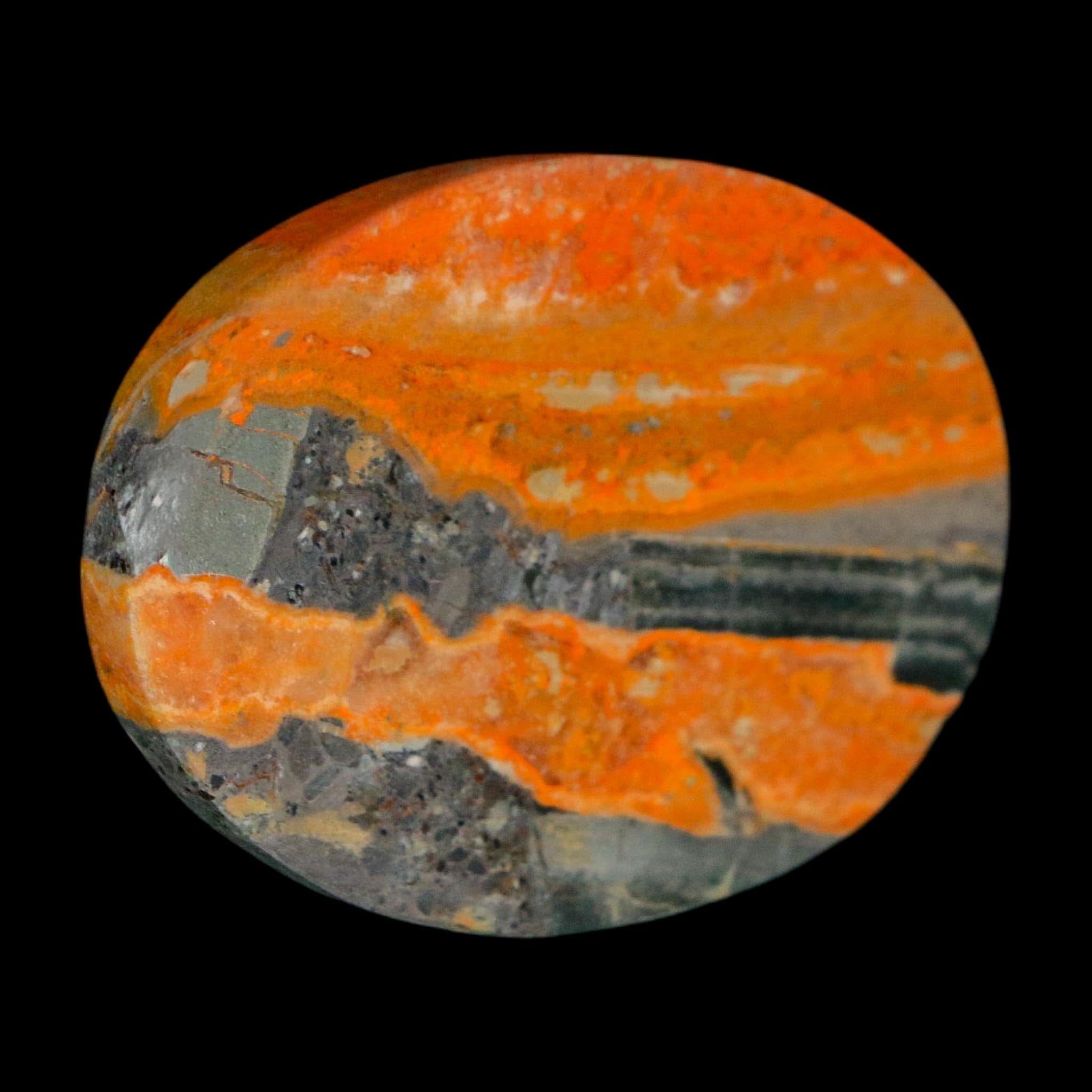 1.8" Bumblebee Jasper Natural Polished Mineral Palm Stone Java Indonesia - Fossil Age Minerals