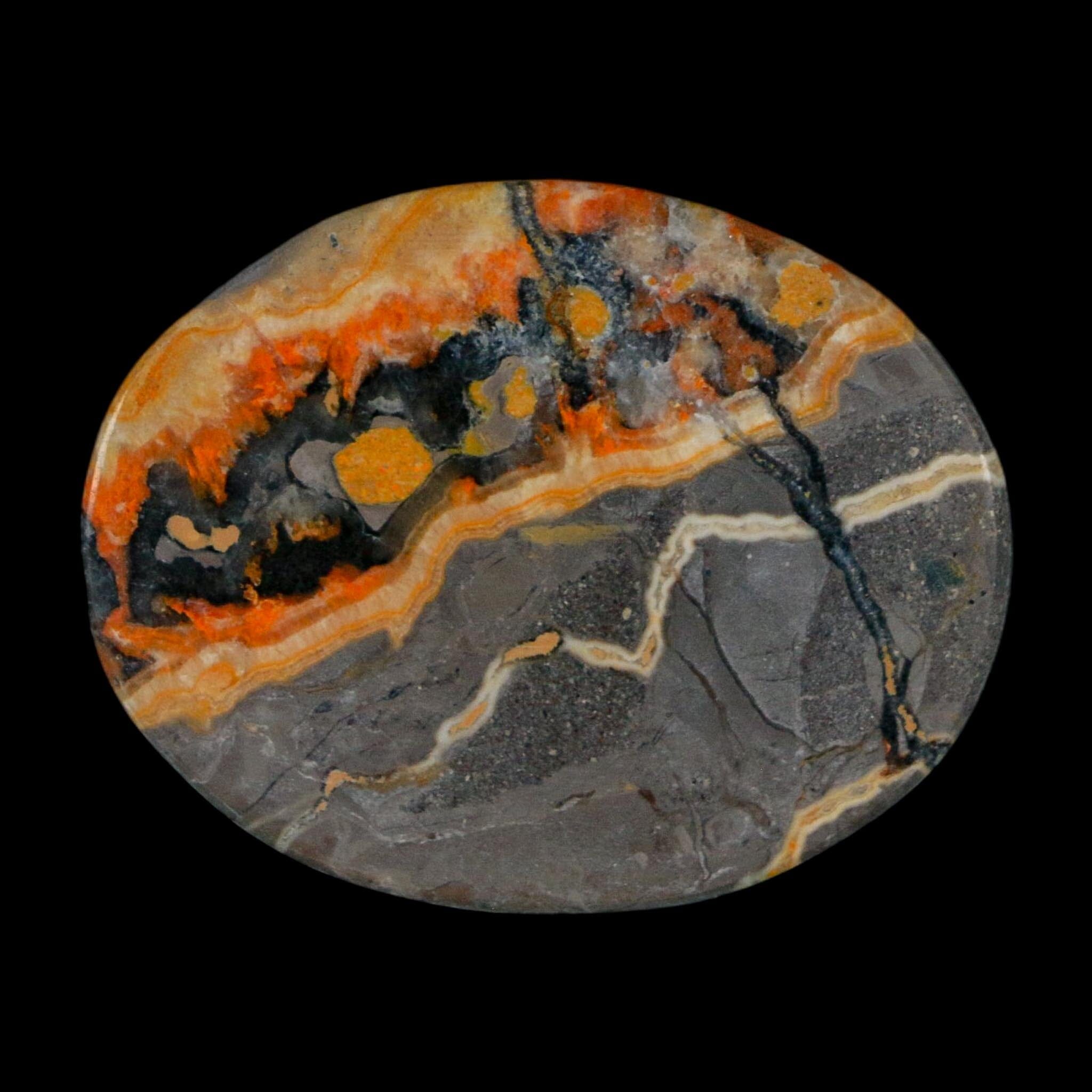 1.9" Bumblebee Jasper Natural Polished Mineral Palm Stone Java Indonesia - Fossil Age Minerals