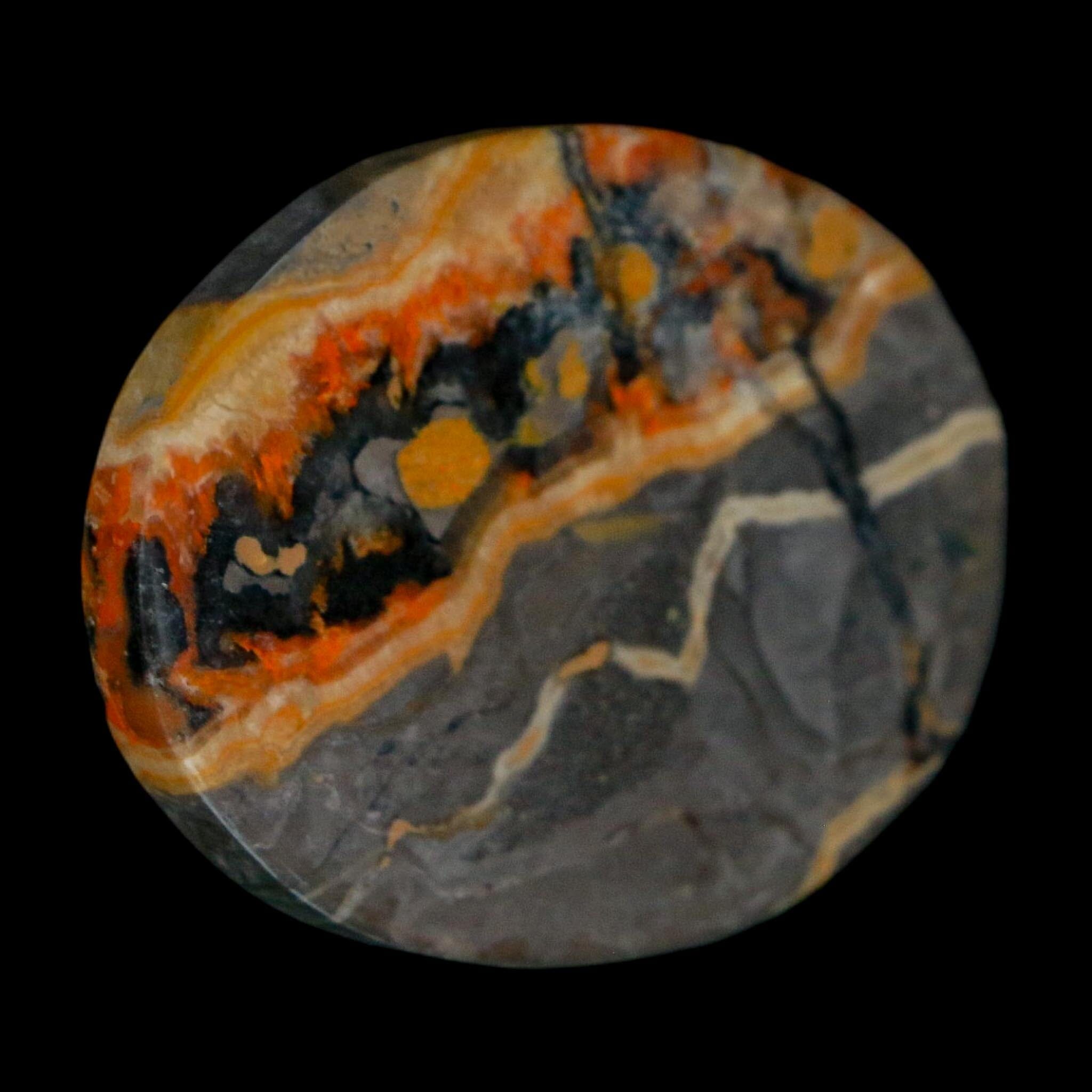 1.9" Bumblebee Jasper Natural Polished Mineral Palm Stone Java Indonesia - Fossil Age Minerals