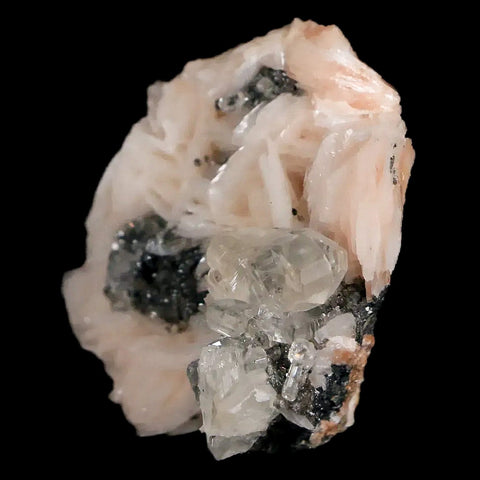 1.4" White Barite Blades, Cerussite Crystals, Galena Crystal Mineral Mabladen Morocco - Fossil Age Minerals