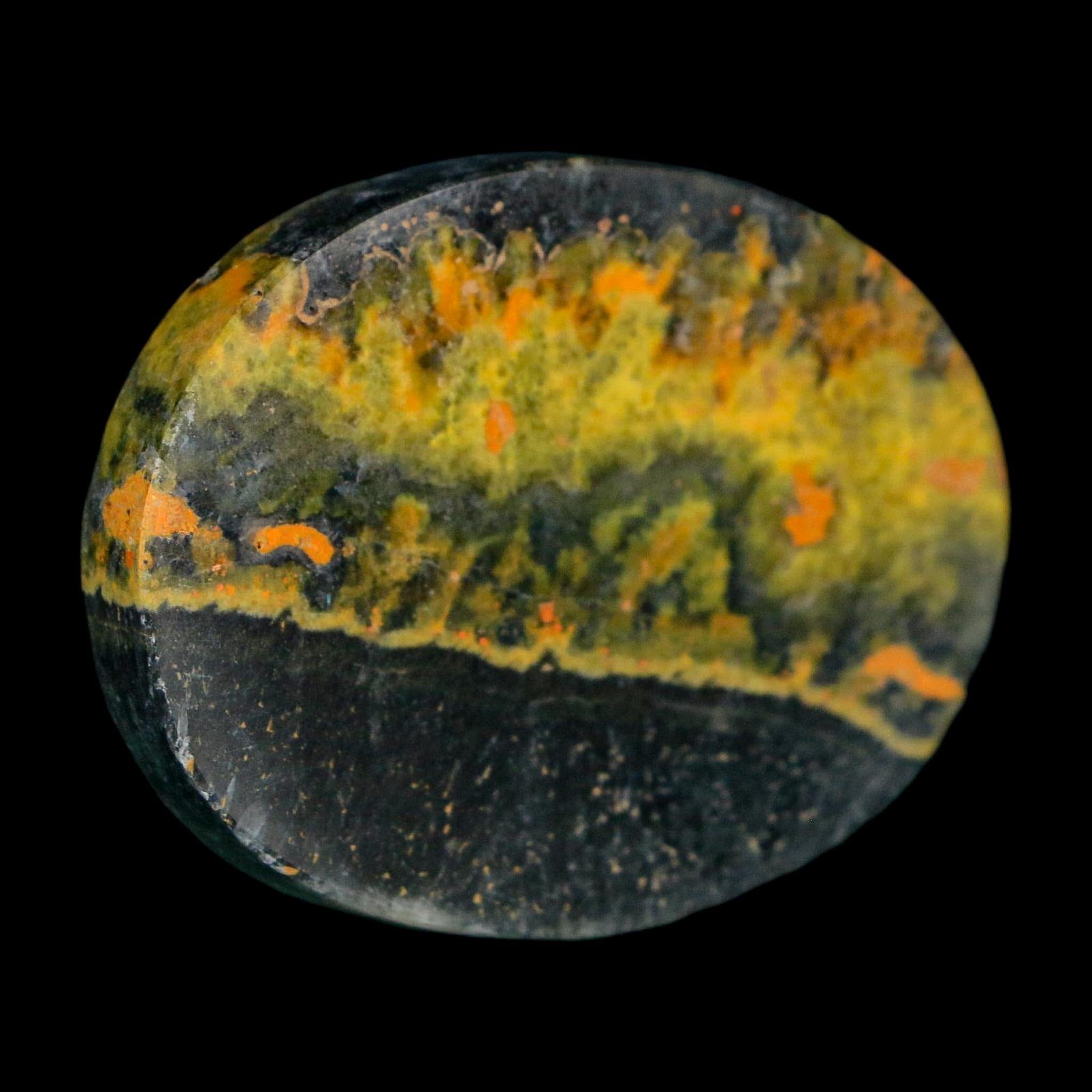 1.8" Bumblebee Jasper Natural Polished Mineral Palm Stone Java Indonesia - Fossil Age Minerals