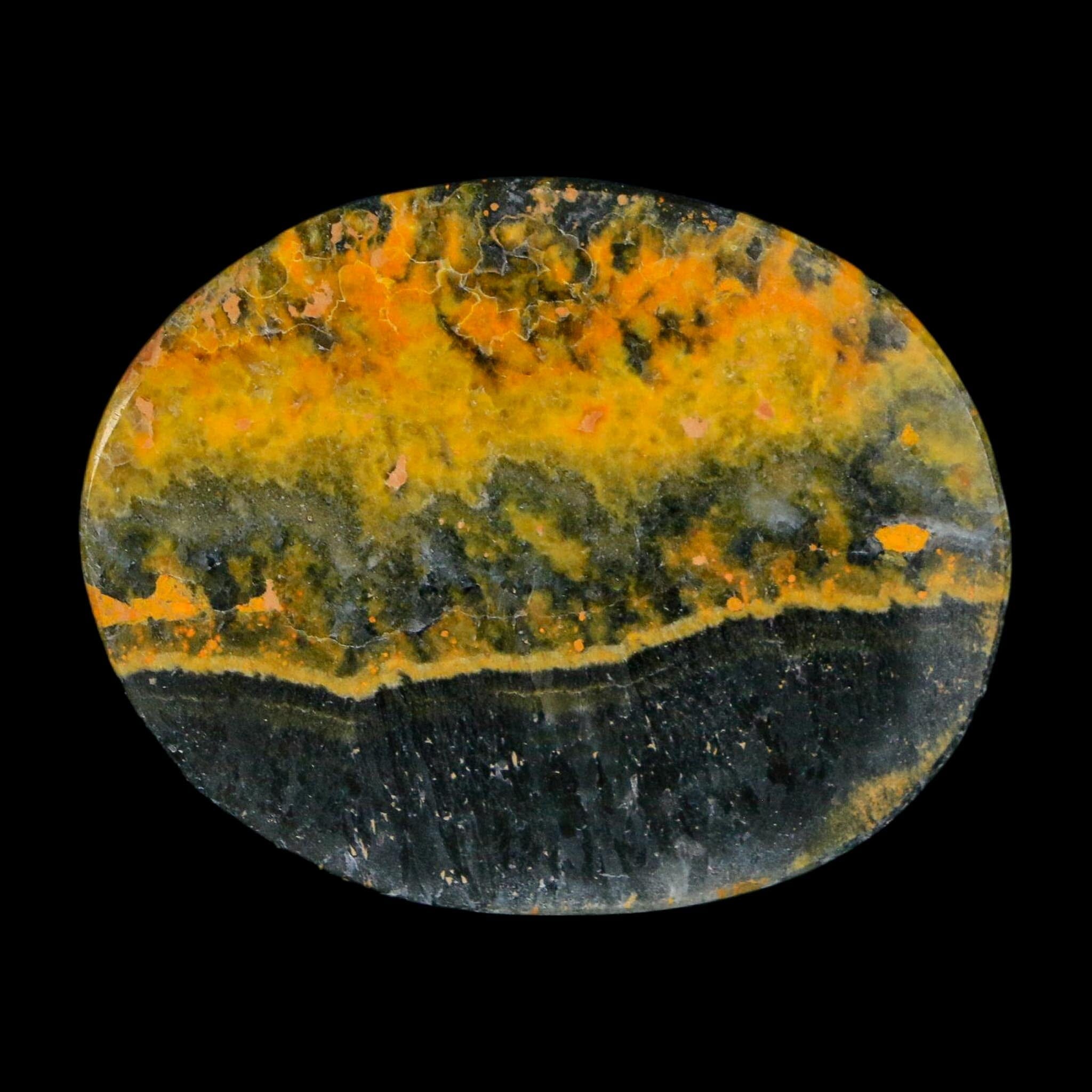 1.8" Bumblebee Jasper Natural Polished Mineral Palm Stone Java Indonesia - Fossil Age Minerals