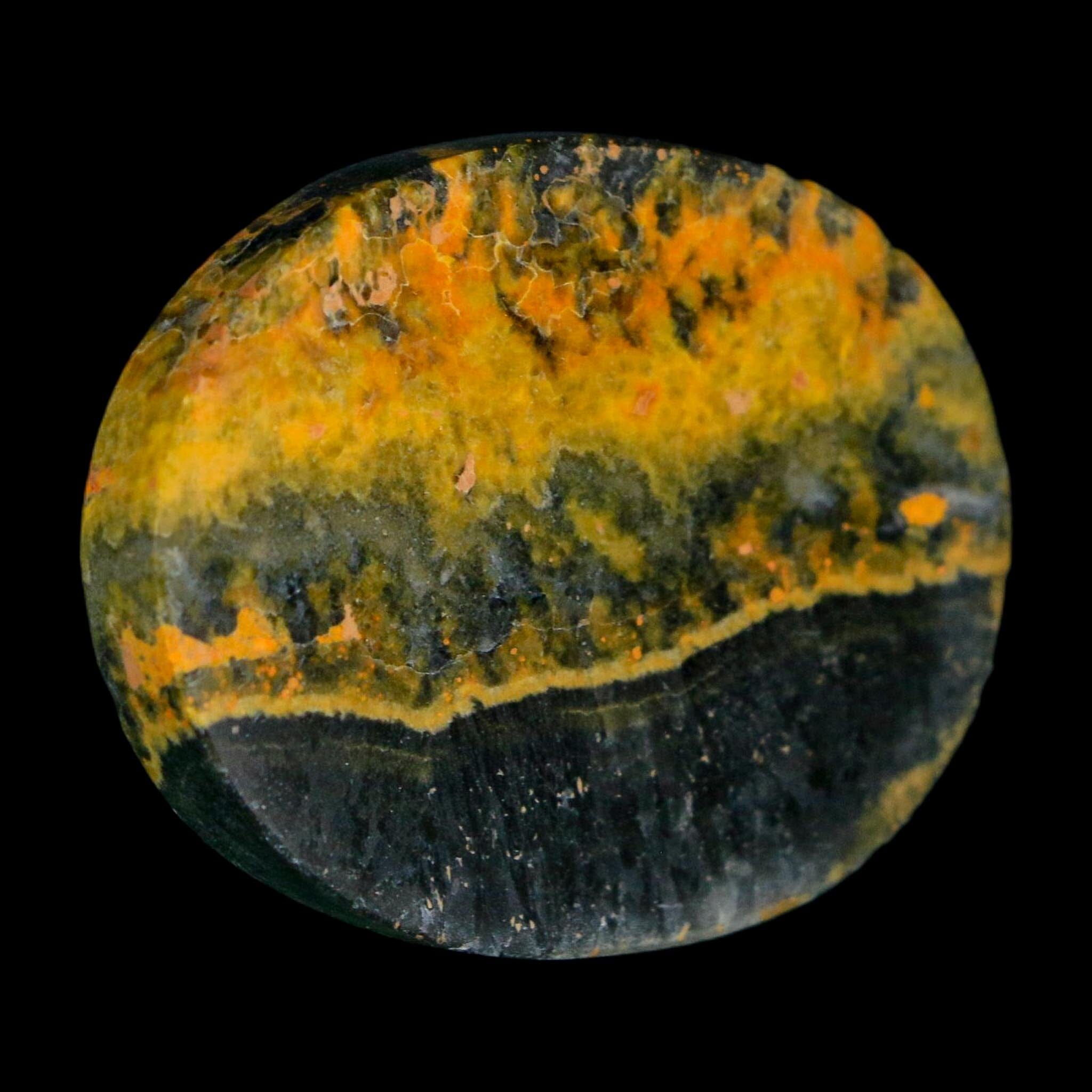 1.8" Bumblebee Jasper Natural Polished Mineral Palm Stone Java Indonesia - Fossil Age Minerals