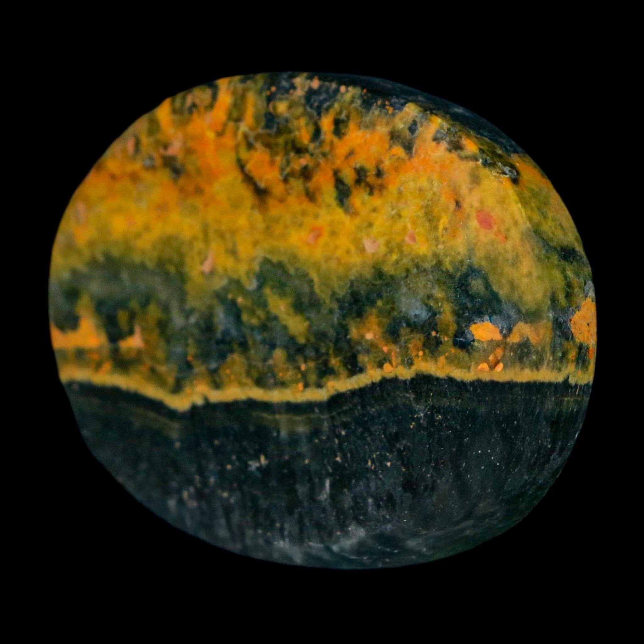 1.8" Bumblebee Jasper Natural Polished Mineral Palm Stone Java Indonesia - Fossil Age Minerals
