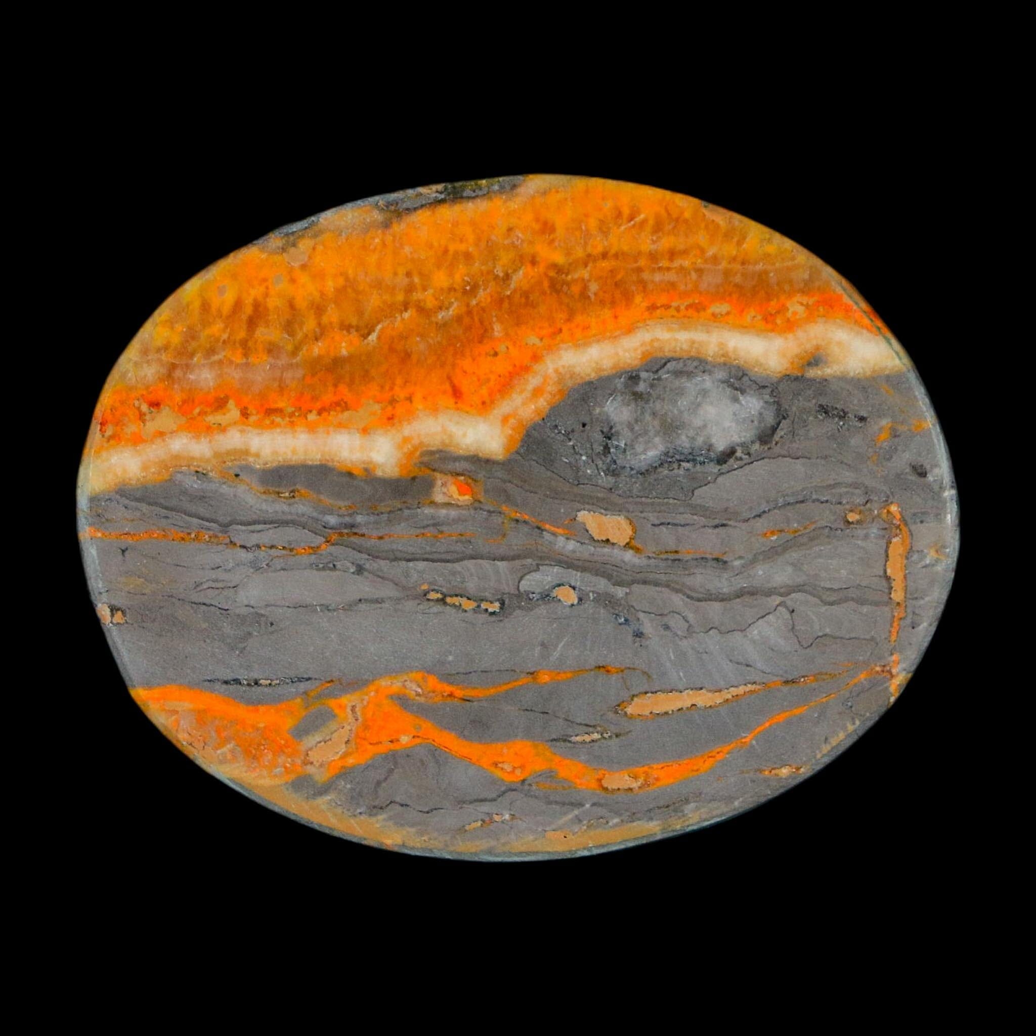 1.9" Bumblebee Jasper Natural Polished Mineral Palm Stone Java Indonesia - Fossil Age Minerals