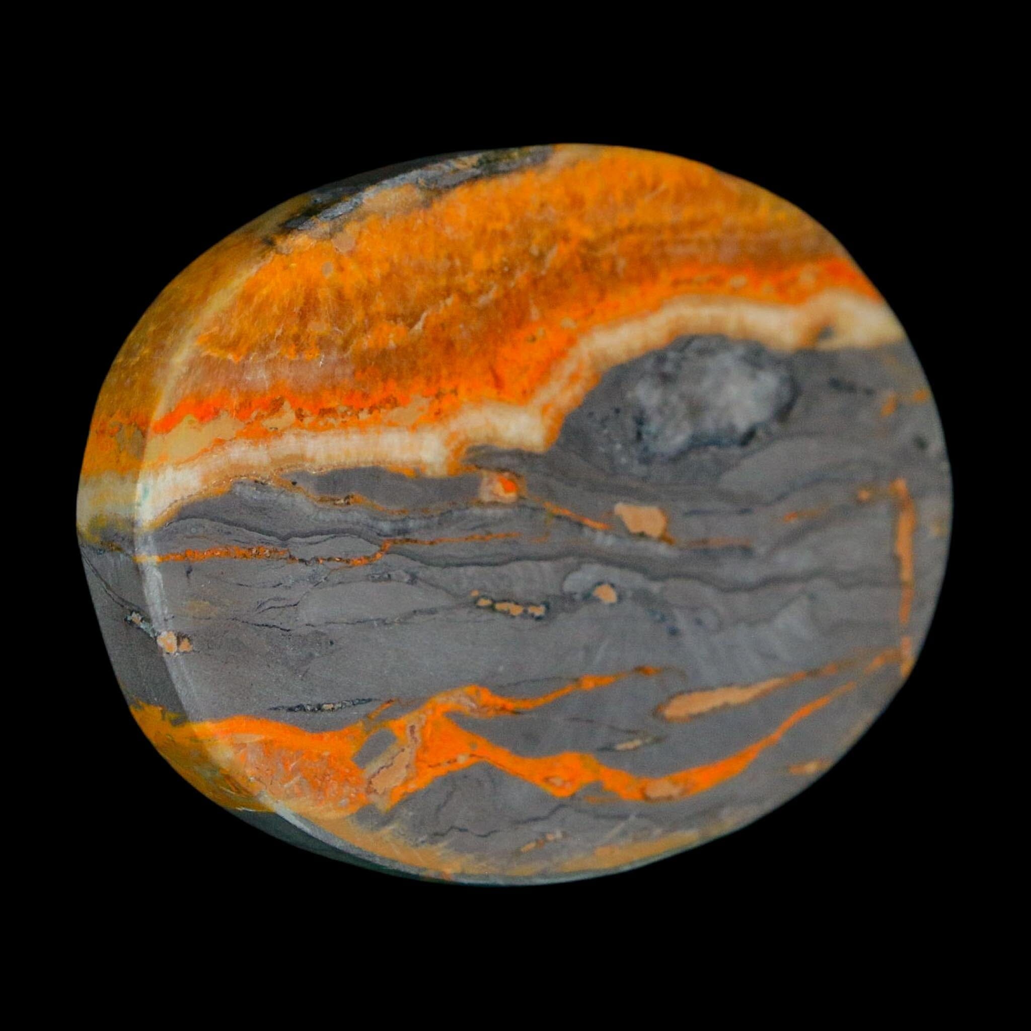 1.9" Bumblebee Jasper Natural Polished Mineral Palm Stone Java Indonesia - Fossil Age Minerals