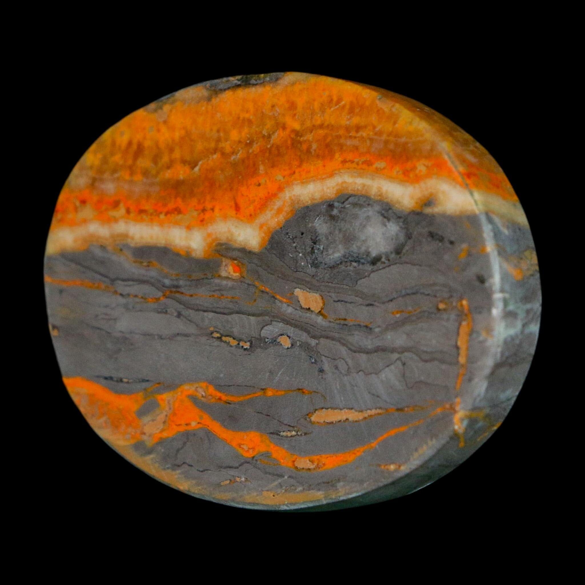 1.9" Bumblebee Jasper Natural Polished Mineral Palm Stone Java Indonesia - Fossil Age Minerals