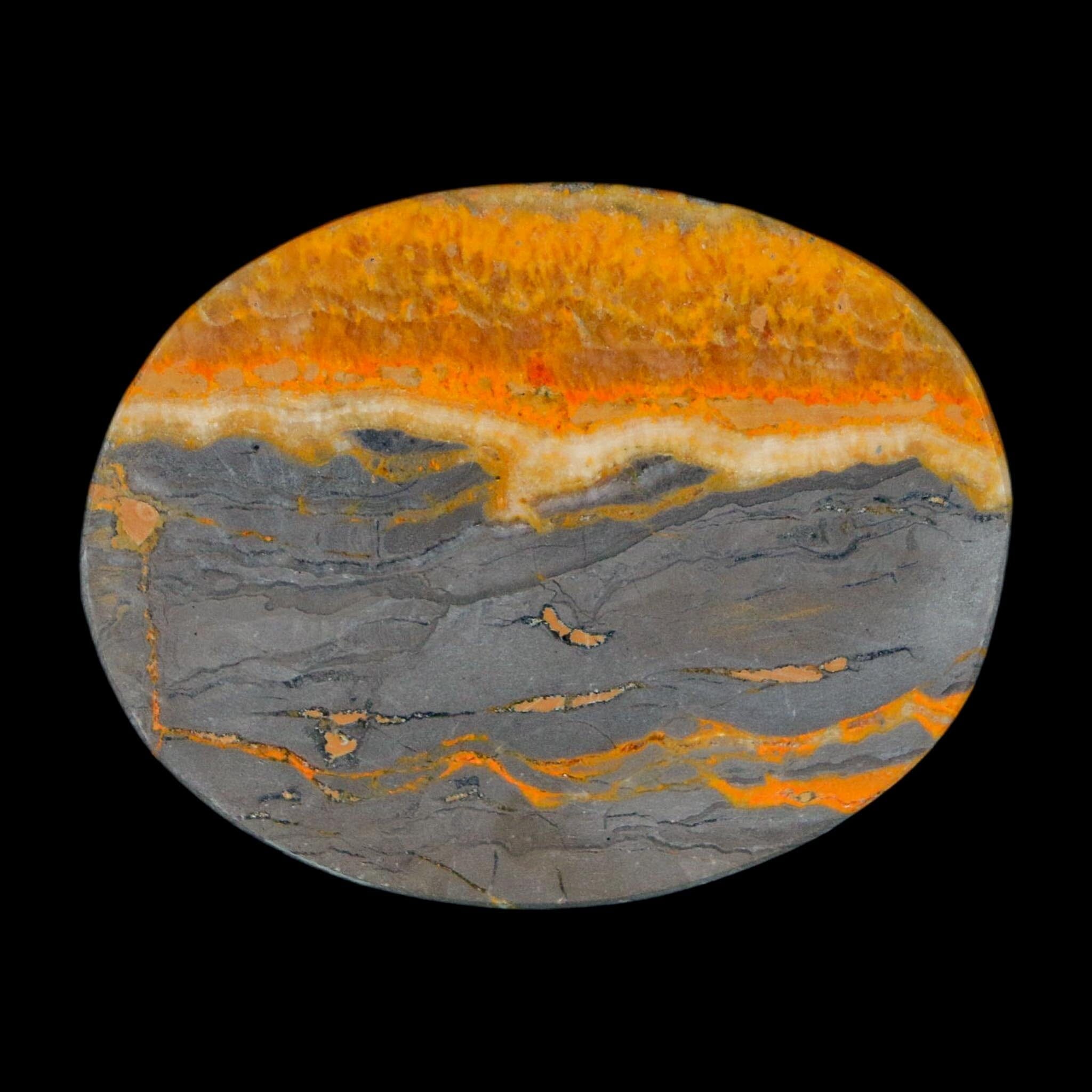 1.9" Bumblebee Jasper Natural Polished Mineral Palm Stone Java Indonesia - Fossil Age Minerals