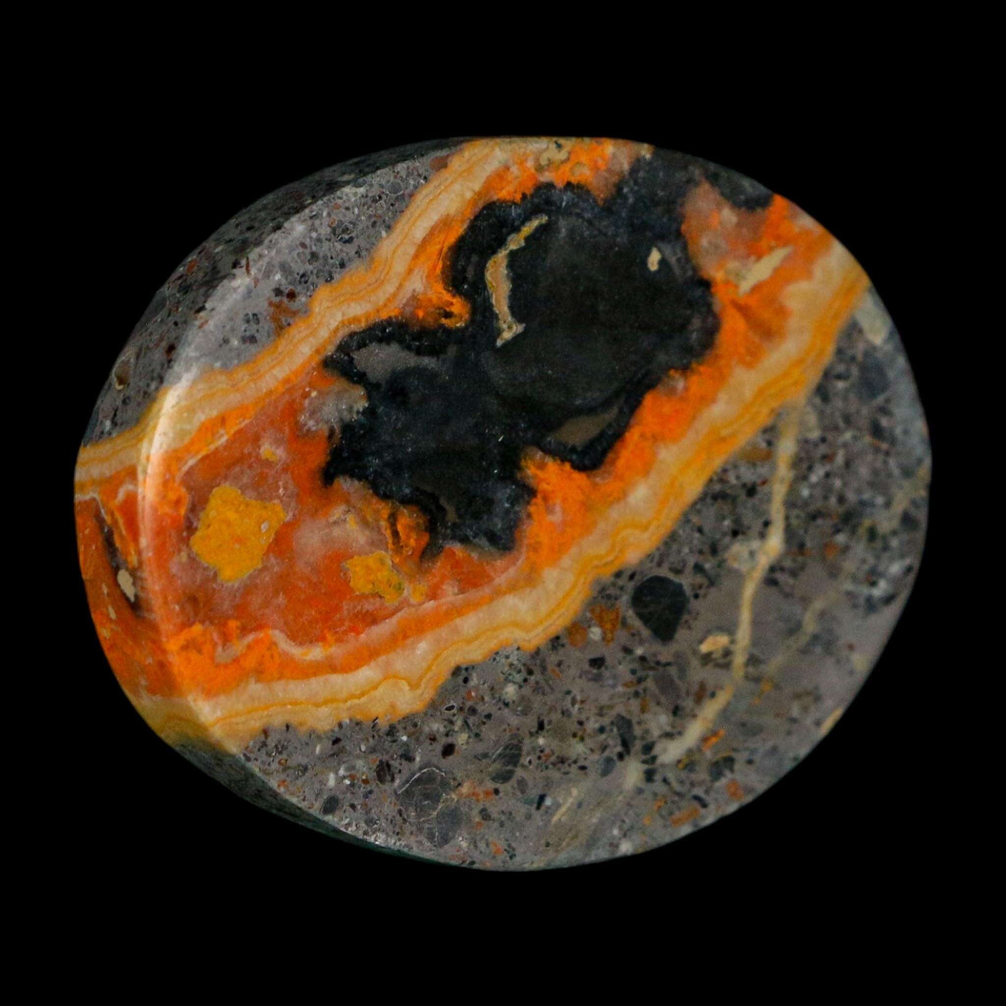 1.8" Bumblebee Jasper Natural Polished Mineral Palm Stone Java Indonesia - Fossil Age Minerals