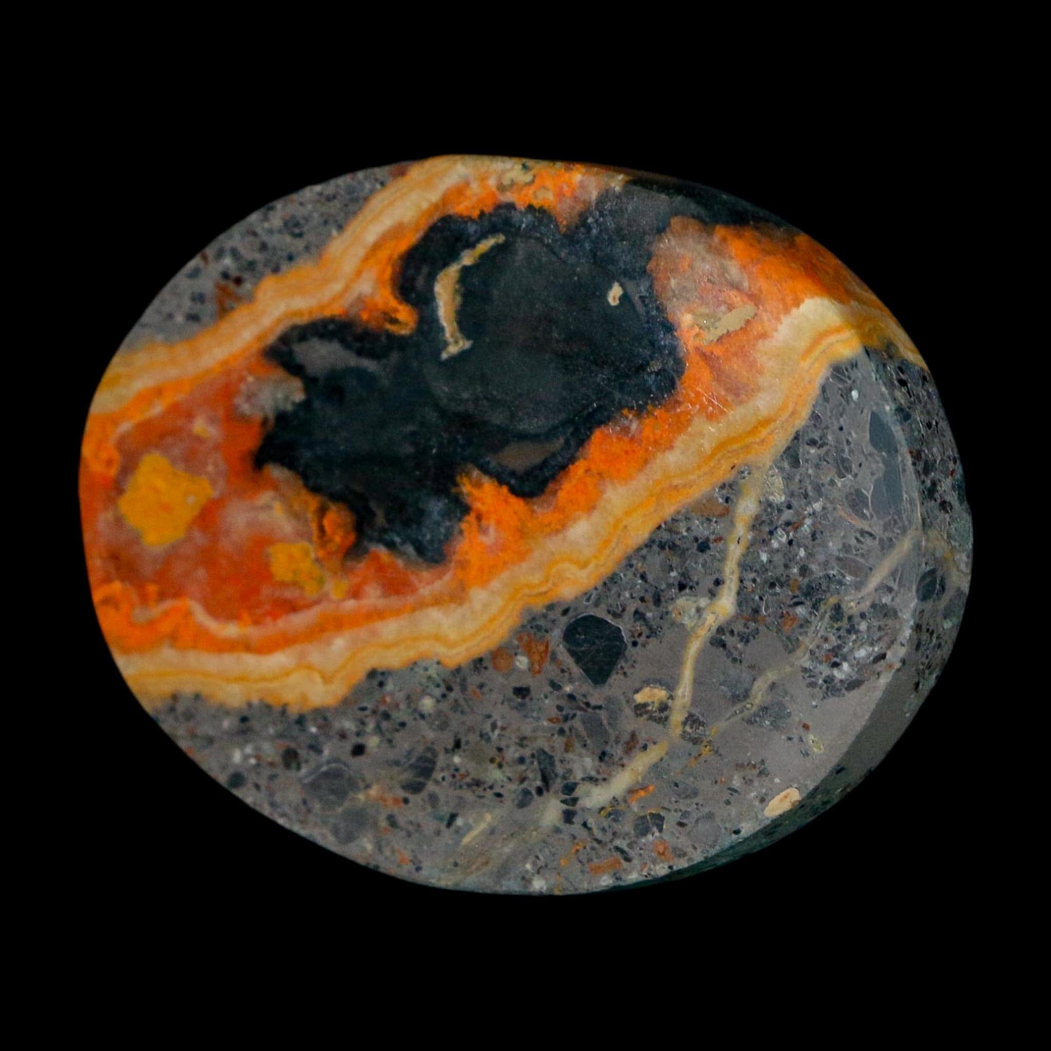 1.8" Bumblebee Jasper Natural Polished Mineral Palm Stone Java Indonesia - Fossil Age Minerals