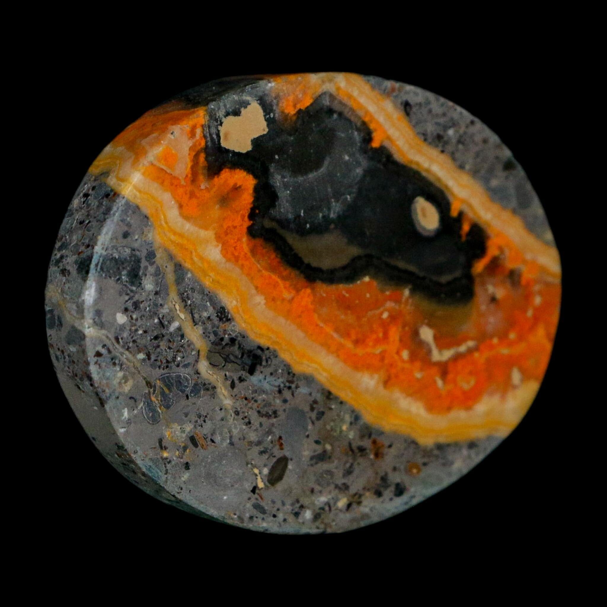 1.8" Bumblebee Jasper Natural Polished Mineral Palm Stone Java Indonesia - Fossil Age Minerals
