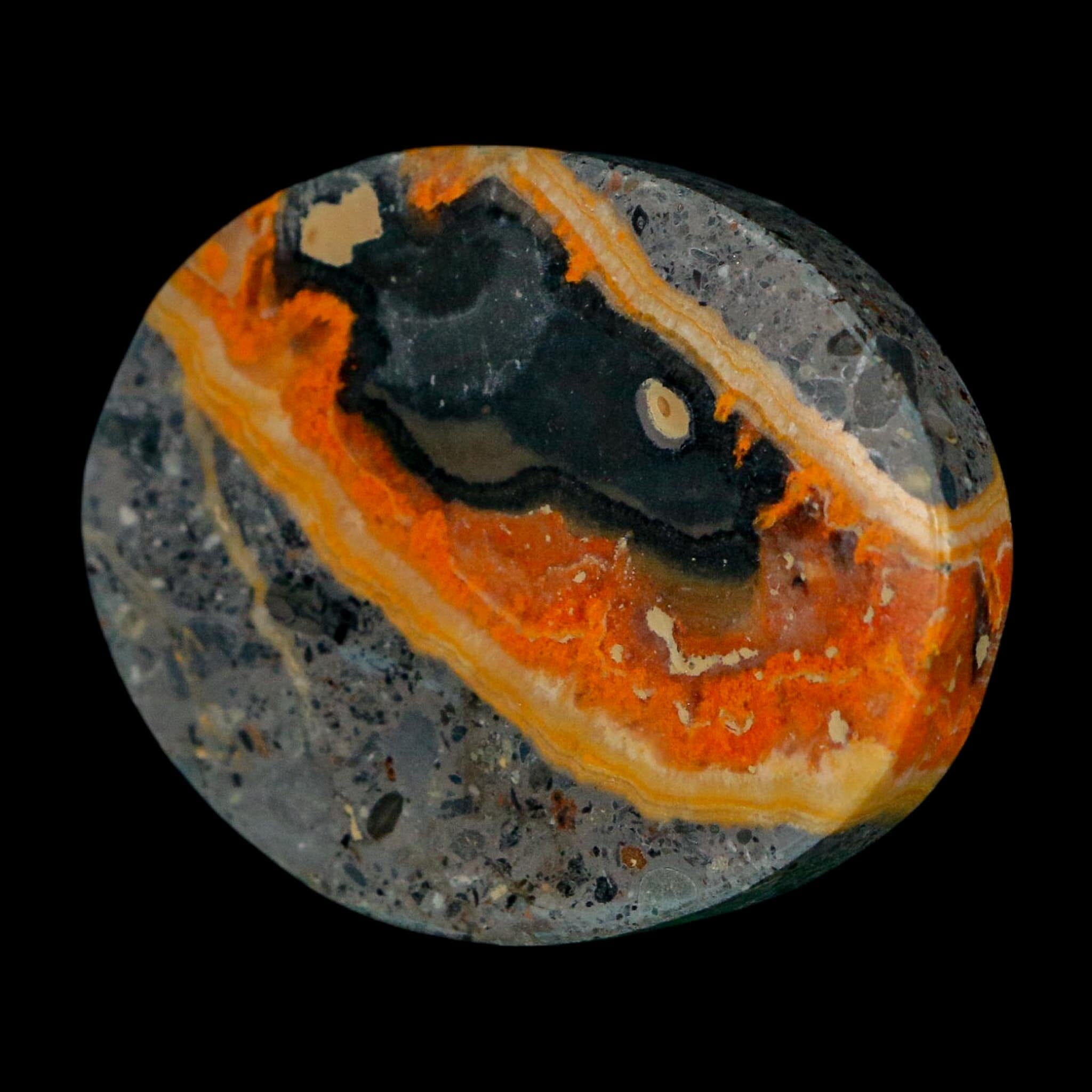 1.8" Bumblebee Jasper Natural Polished Mineral Palm Stone Java Indonesia - Fossil Age Minerals