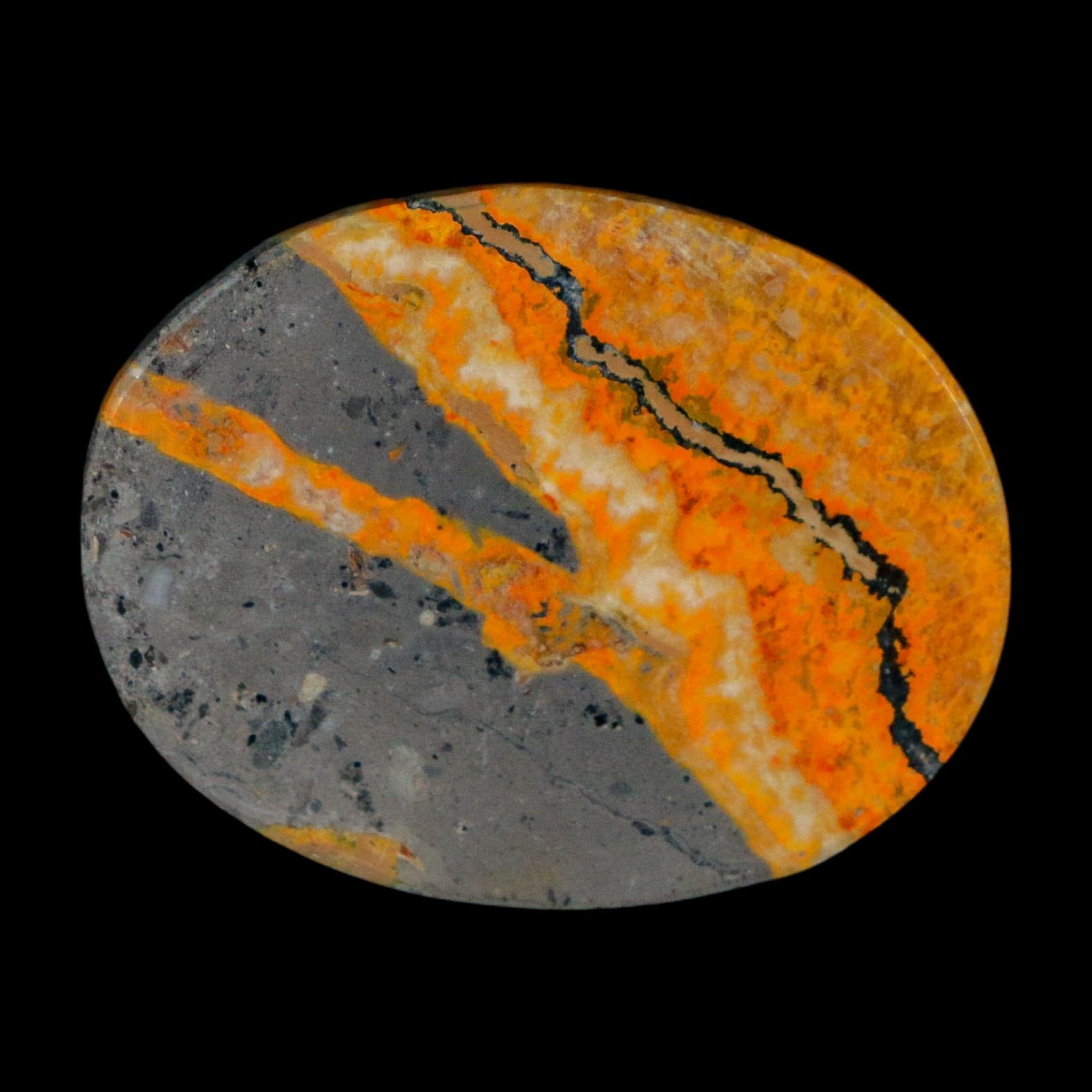 1.8" Bumblebee Jasper Natural Polished Mineral Palm Stone Java Indonesia - Fossil Age Minerals