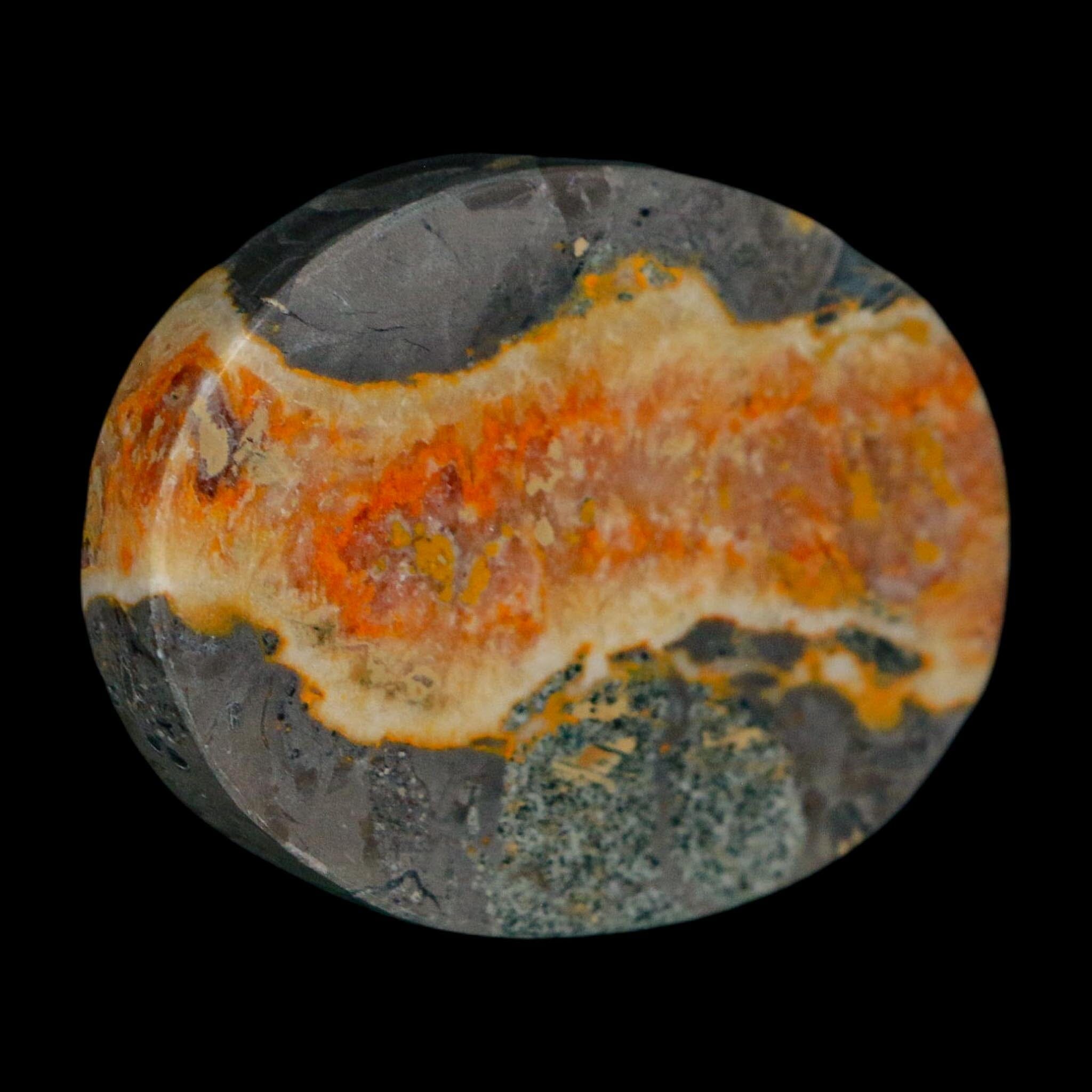 1.9" Bumblebee Jasper Natural Polished Mineral Palm Stone Java Indonesia - Fossil Age Minerals