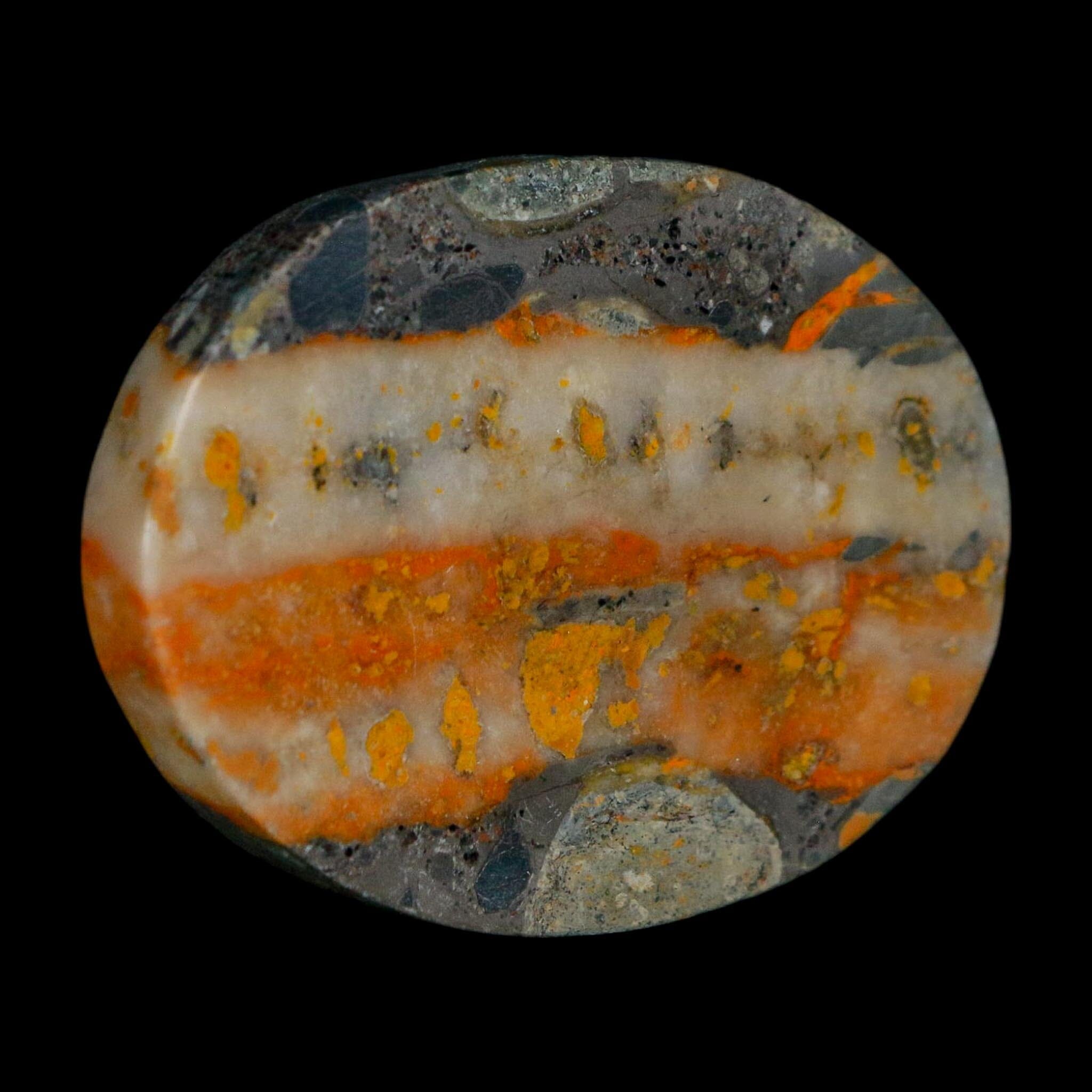 1.9" Bumblebee Jasper Natural Polished Mineral Palm Stone Java Indonesia - Fossil Age Minerals