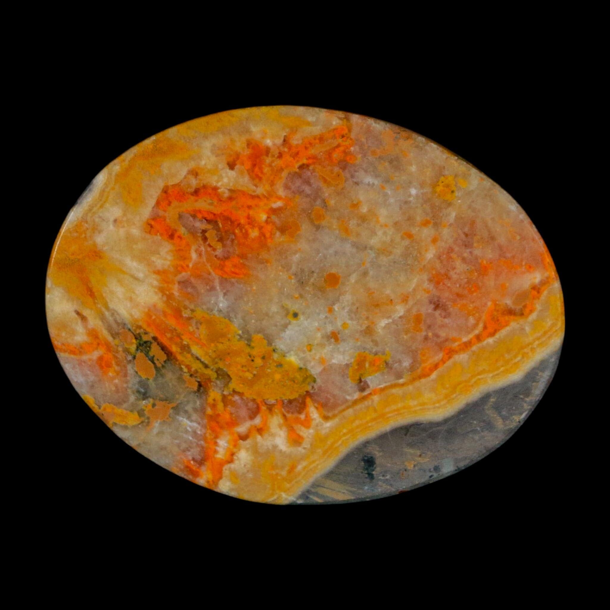 1.9" Bumblebee Jasper Natural Polished Mineral Palm Stone Java Indonesia - Fossil Age Minerals