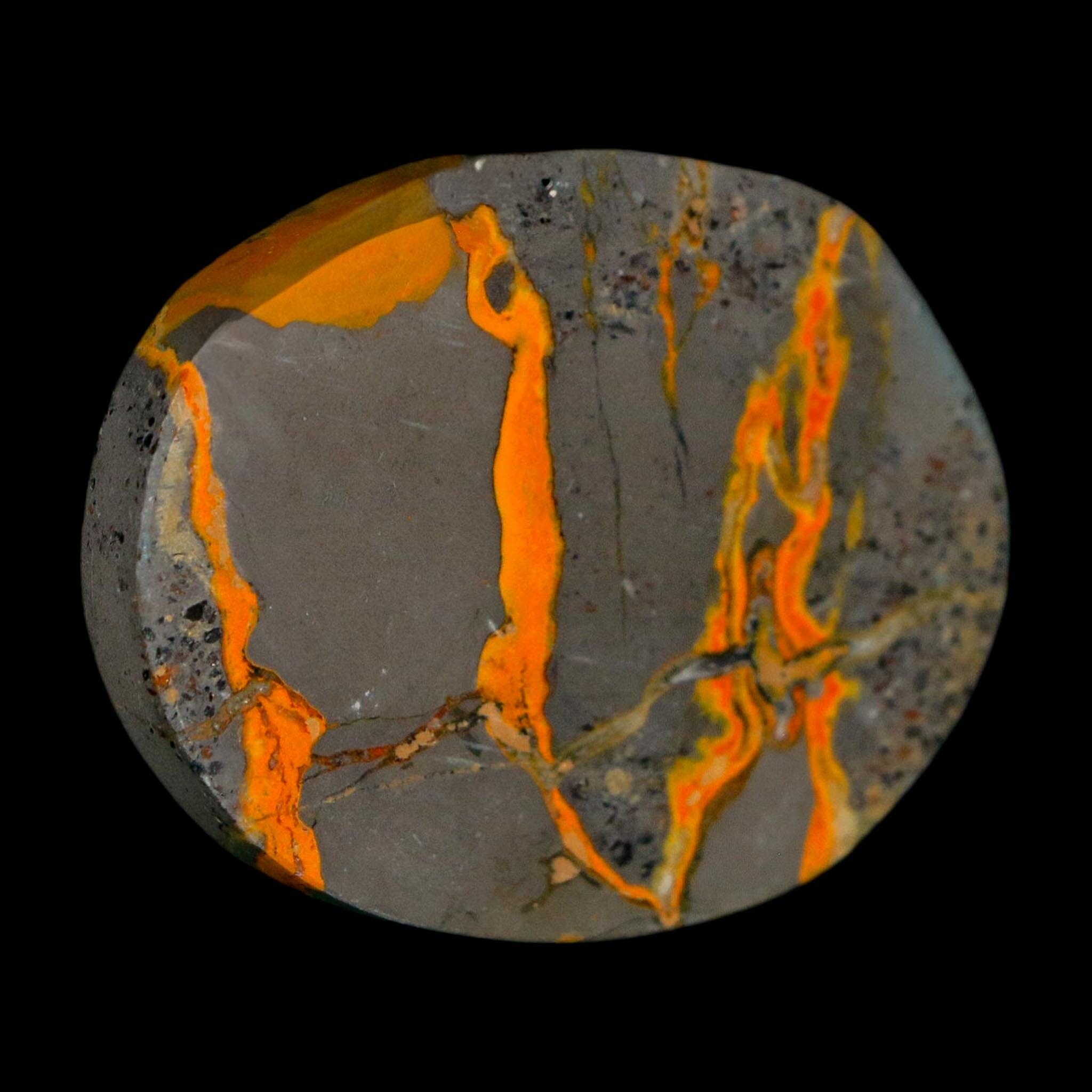 1.9" Bumblebee Jasper Natural Polished Mineral Palm Stone Java Indonesia - Fossil Age Minerals