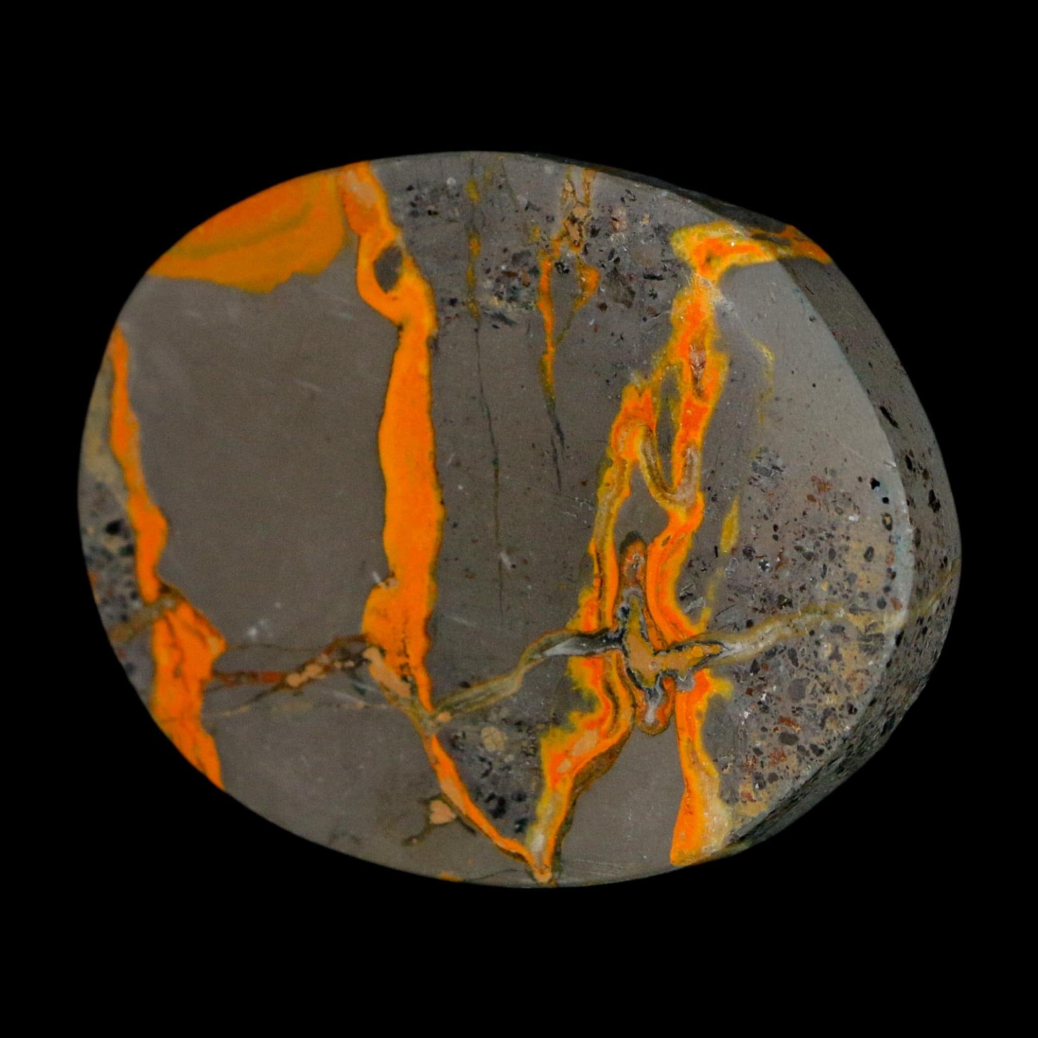 1.9" Bumblebee Jasper Natural Polished Mineral Palm Stone Java Indonesia - Fossil Age Minerals