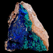 3.7" Azurite Crystals & Malachite On Barite Mineral Specimen Tiznit Morocco