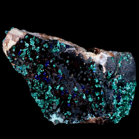 7" Azurite Crystals & Malachite On Barite Mineral Specimen Tiznit Morocco - Fossil Age Minerals