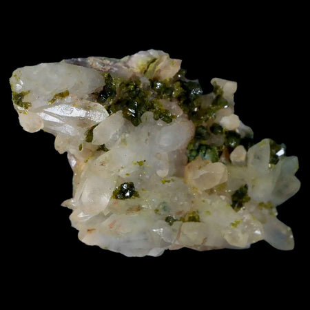 2.5" Rough Green Epidote Crystals On Quartz Cluster Mineral Specimen Imilchil, Morocco