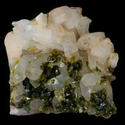 1.7" Rough Green Epidote Crystals On Quartz Cluster Mineral Specimen Imilchil, Morocco
