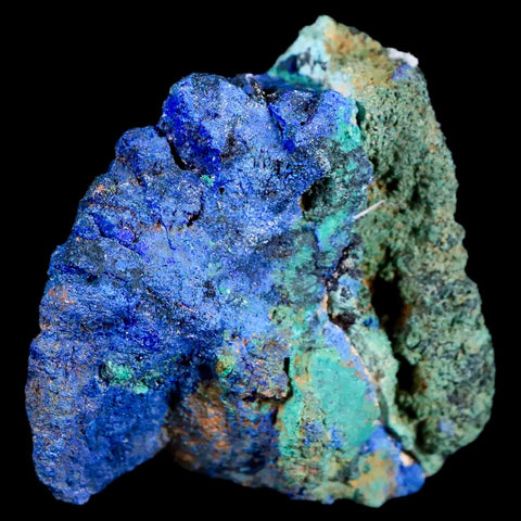 1.9" Azurite Crystals & Malachite On Barite Mineral Specimen Tiznit Morocco - Fossil Age Minerals