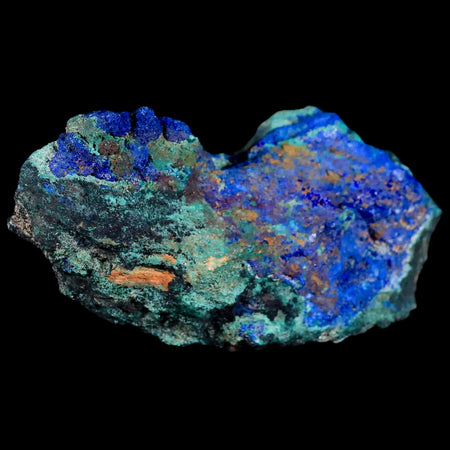 4.2" Azurite Crystals & Malachite On Barite Mineral Specimen Tiznit Morocco