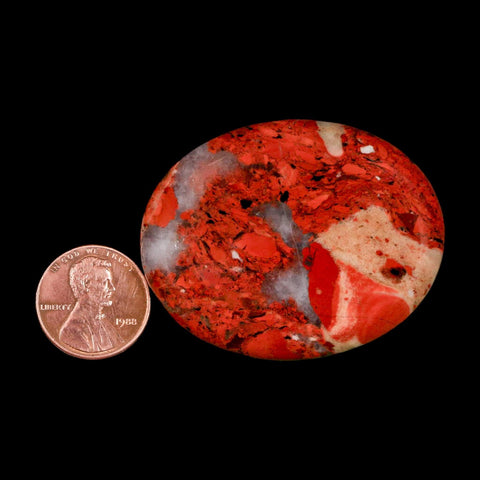 2" Polished Natural Brecciated Jasper Stone Worry Palm Stone Minas Gerais Brazil - Fossil Age Minerals