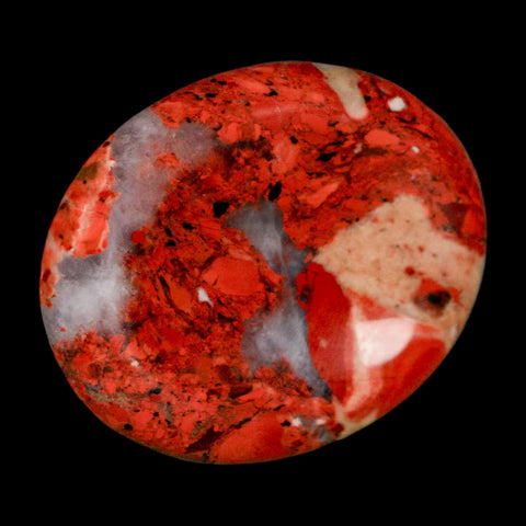 2" Polished Natural Brecciated Jasper Stone Worry Palm Stone Minas Gerais Brazil - Fossil Age Minerals