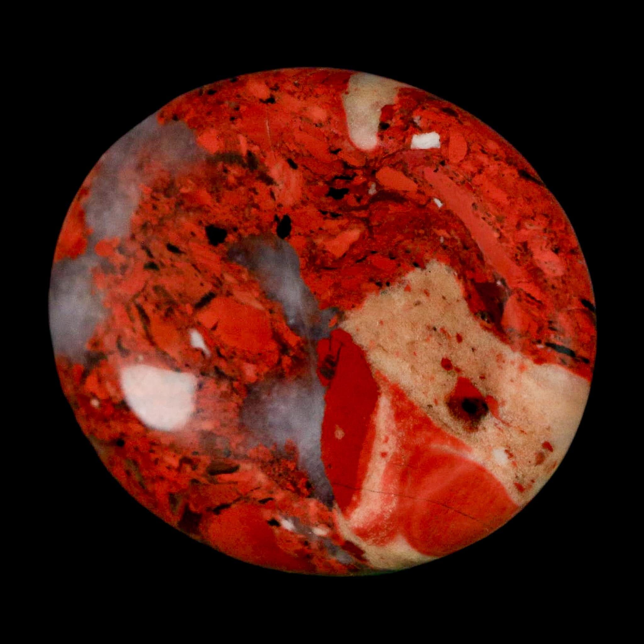 2" Polished Natural Brecciated Jasper Stone Worry Palm Stone Minas Gerais Brazil - Fossil Age Minerals
