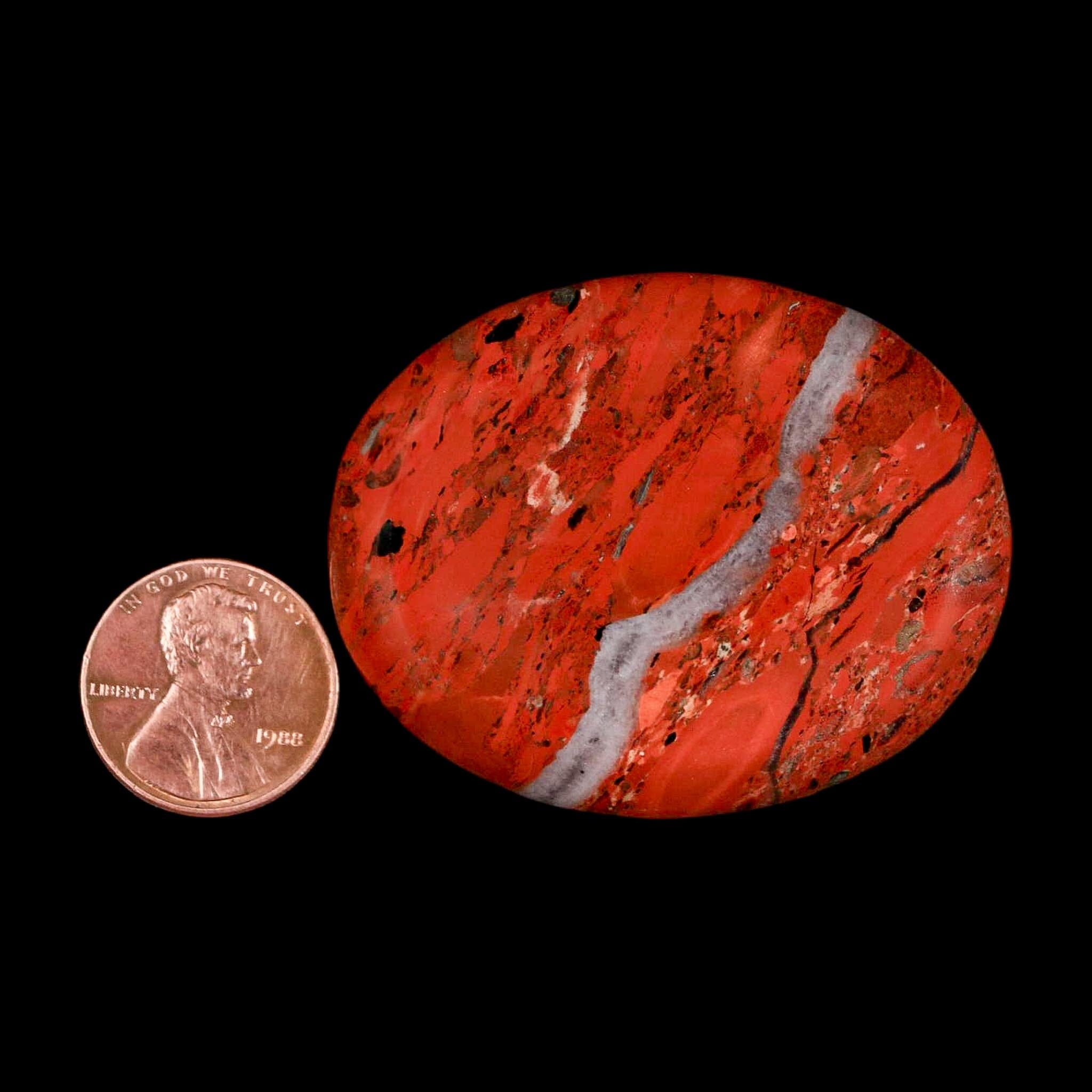 2" Polished Natural Brecciated Jasper Stone Worry Palm Stone Minas Gerais Brazil - Fossil Age Minerals