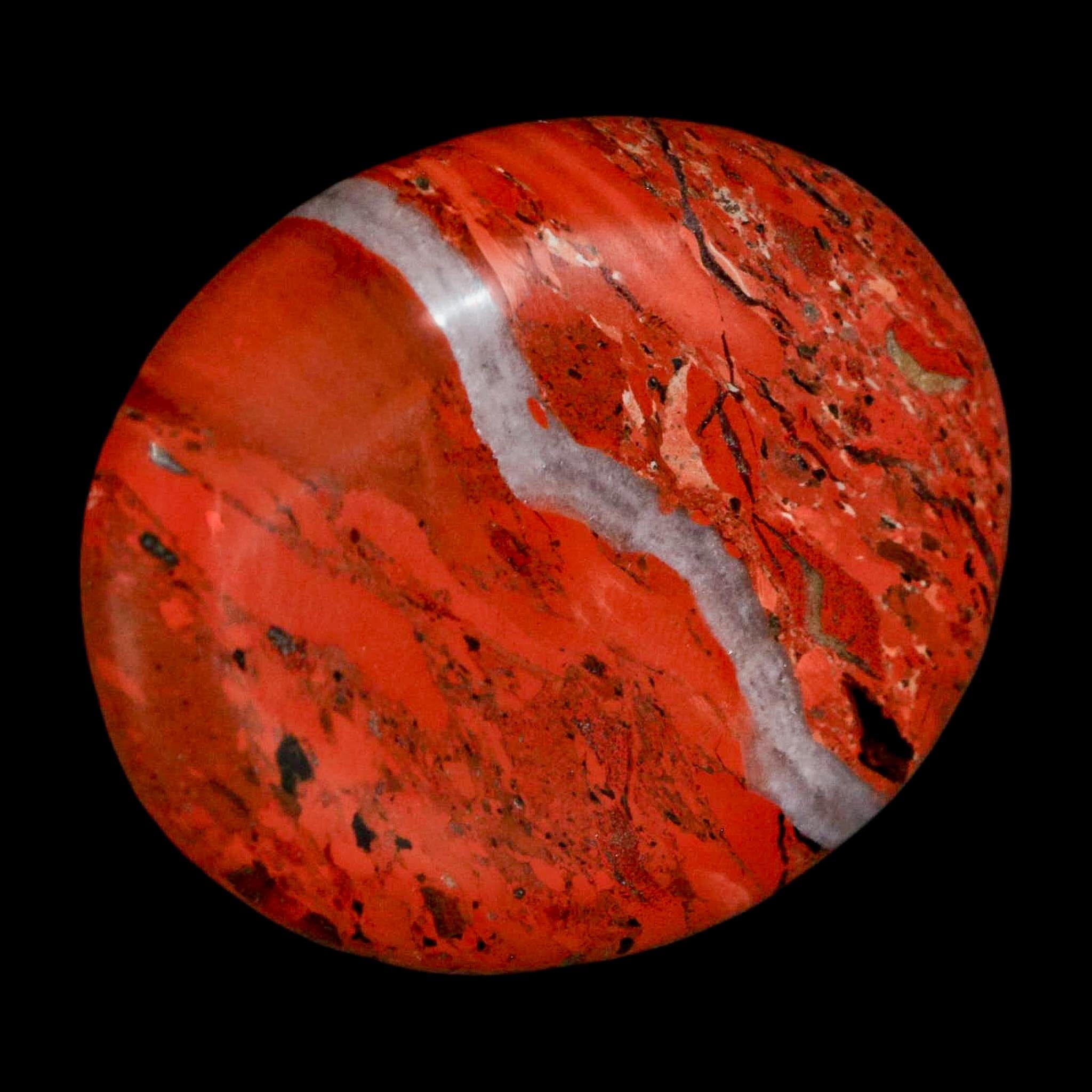 2" Polished Natural Brecciated Jasper Stone Worry Palm Stone Minas Gerais Brazil - Fossil Age Minerals