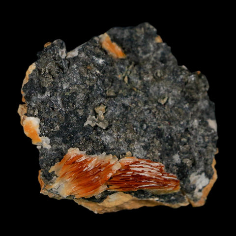 1.8" Sparkly Orange Barite Blades, Cerussite Crystals, Galena Crystal Mineral Morocco - Fossil Age Minerals
