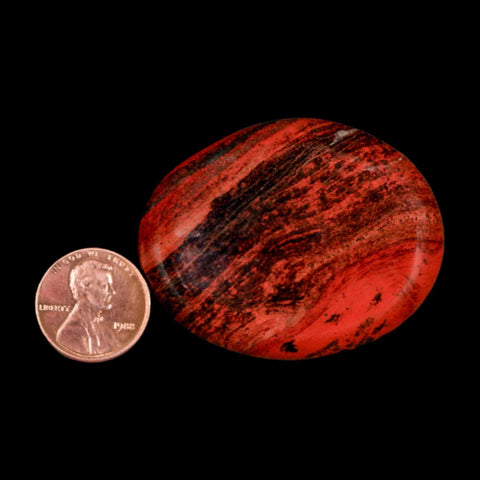2" Polished Natural Brecciated Jasper Stone Worry Palm Stone Minas Gerais Brazil - Fossil Age Minerals