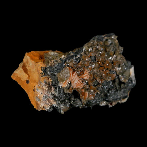 2.2" Sparkly Orange Barite Blades, Cerussite Crystals, Galena Crystal Mineral Morocco - Fossil Age Minerals