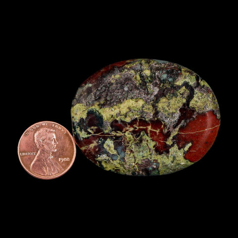 1.9" Polished Natural Dragon Blood Jasper Stone Worry Palm Stone Australia