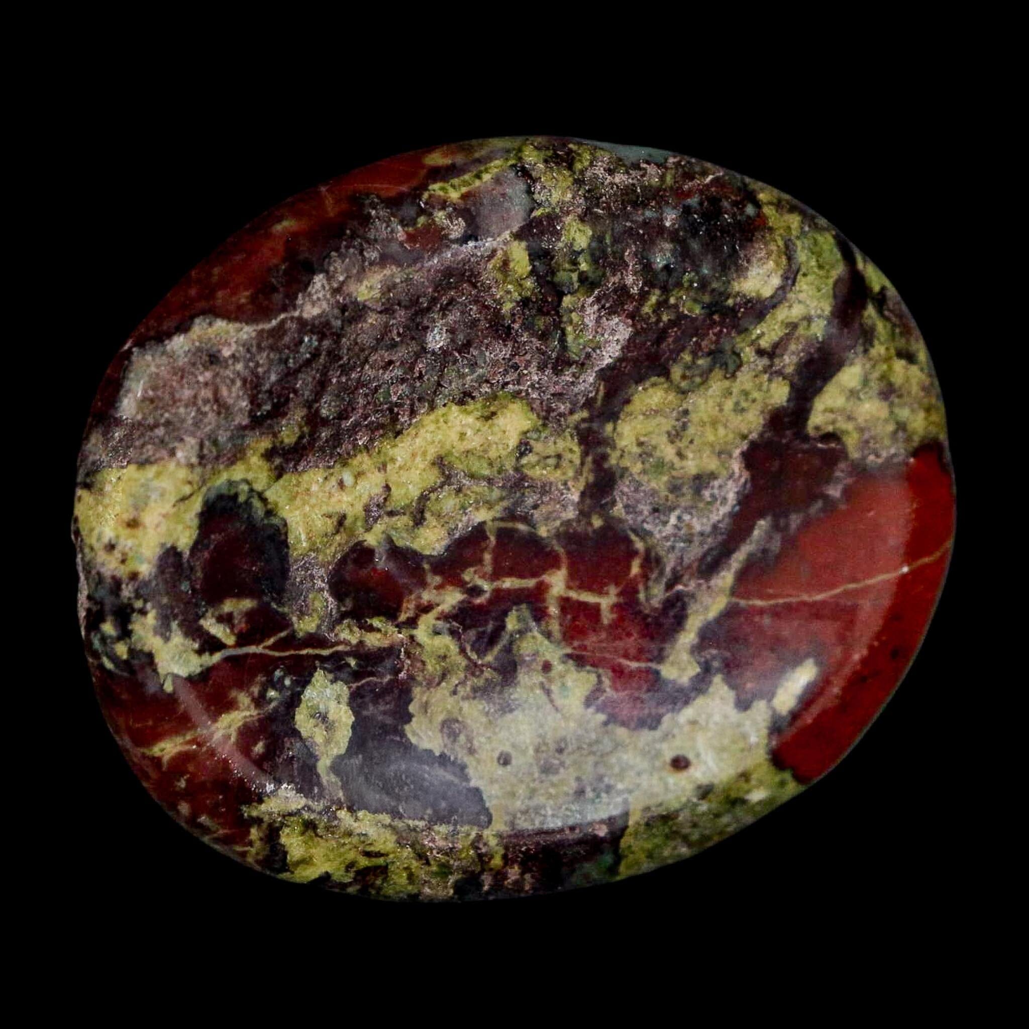 1.9" Polished Natural Dragon Blood Jasper Stone Worry Palm Stone Australia - Fossil Age Minerals