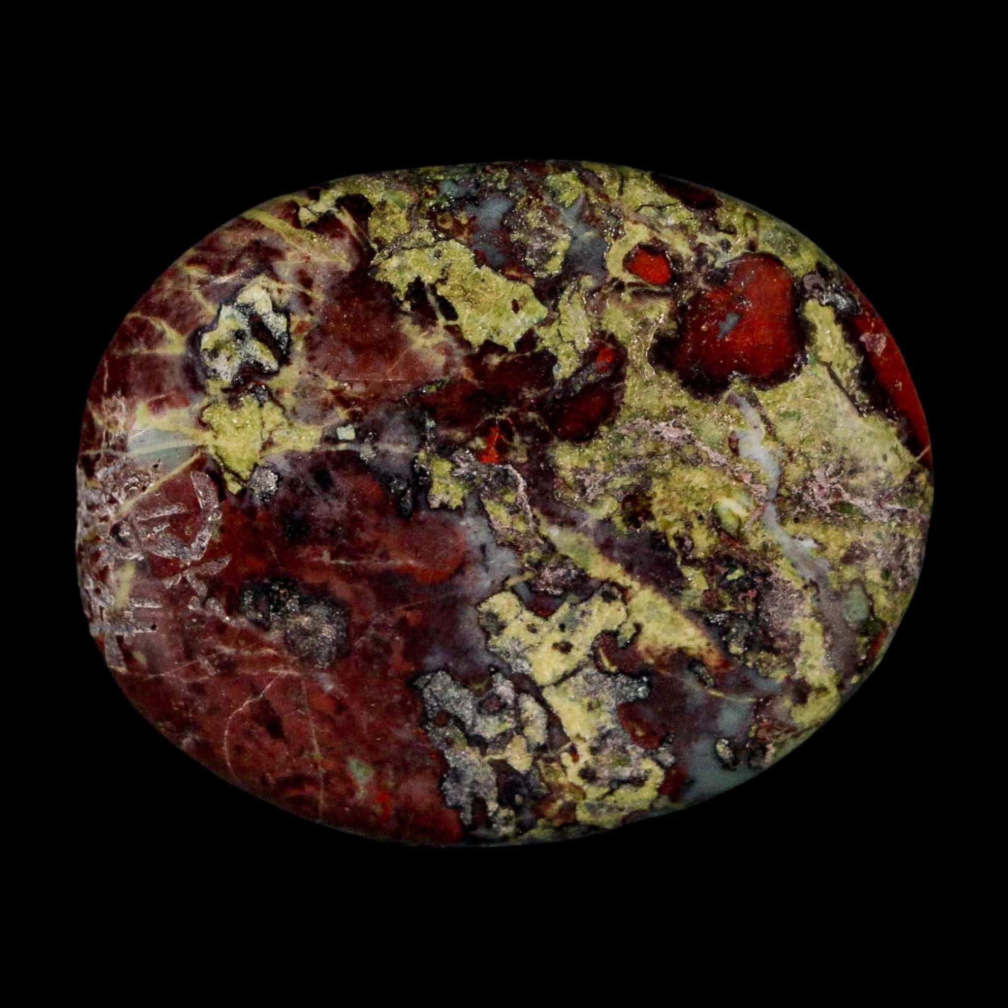 1.9" Polished Natural Dragon Blood Jasper Stone Worry Palm Stone Australia - Fossil Age Minerals